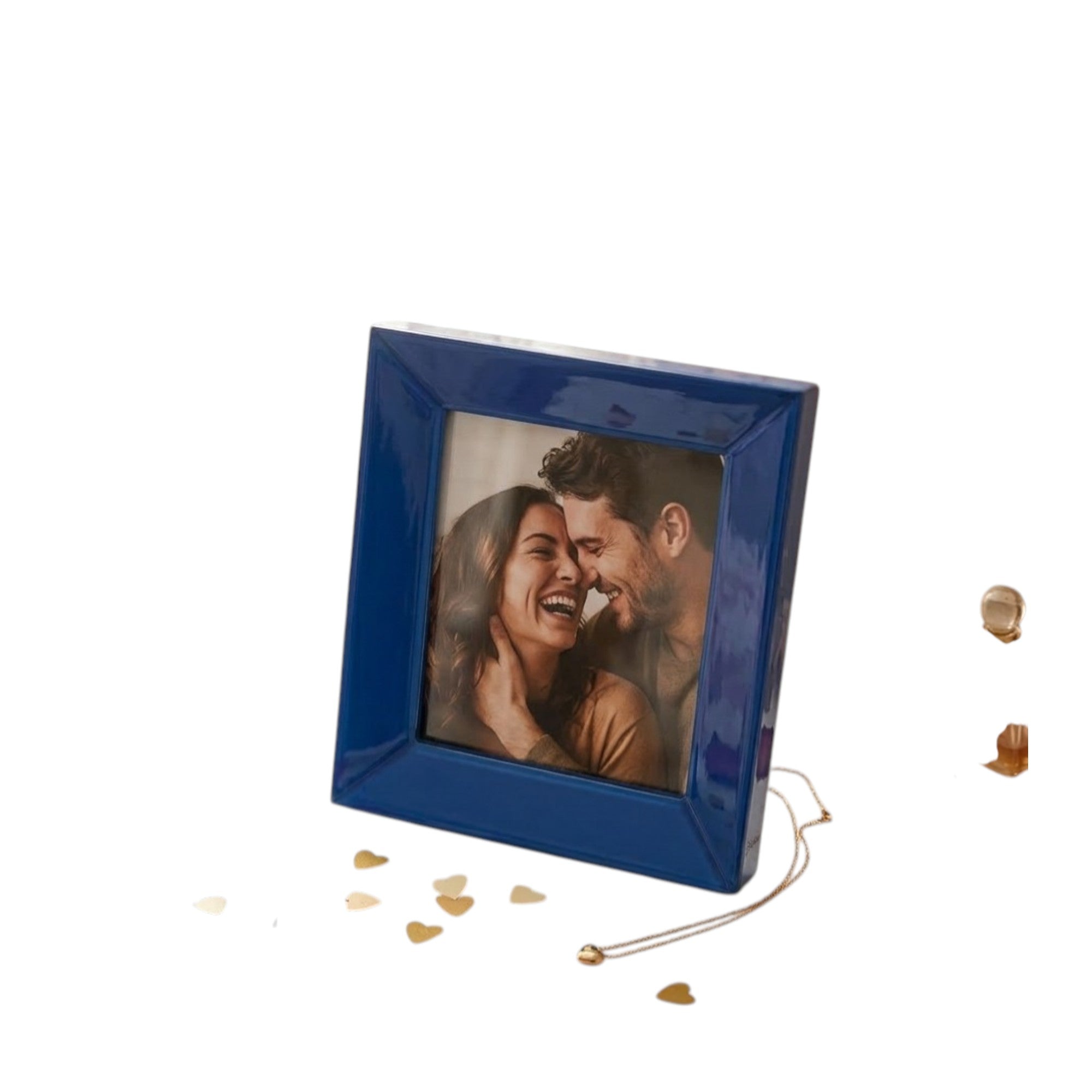 Royal Blue High-Gloss Ceramic Photo Frame