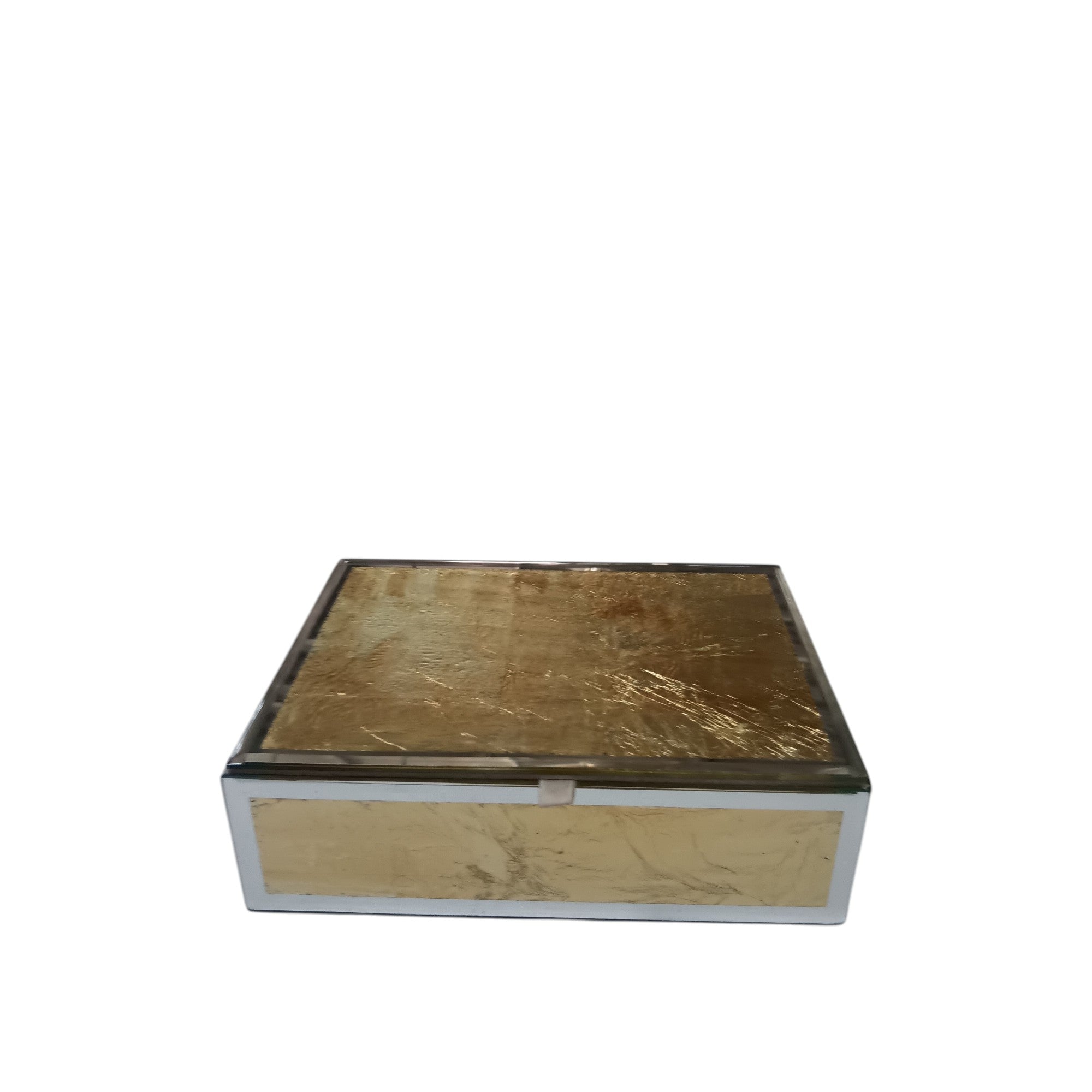 Luxury Gold Leaf & Mirrored Glass Jewelry Box