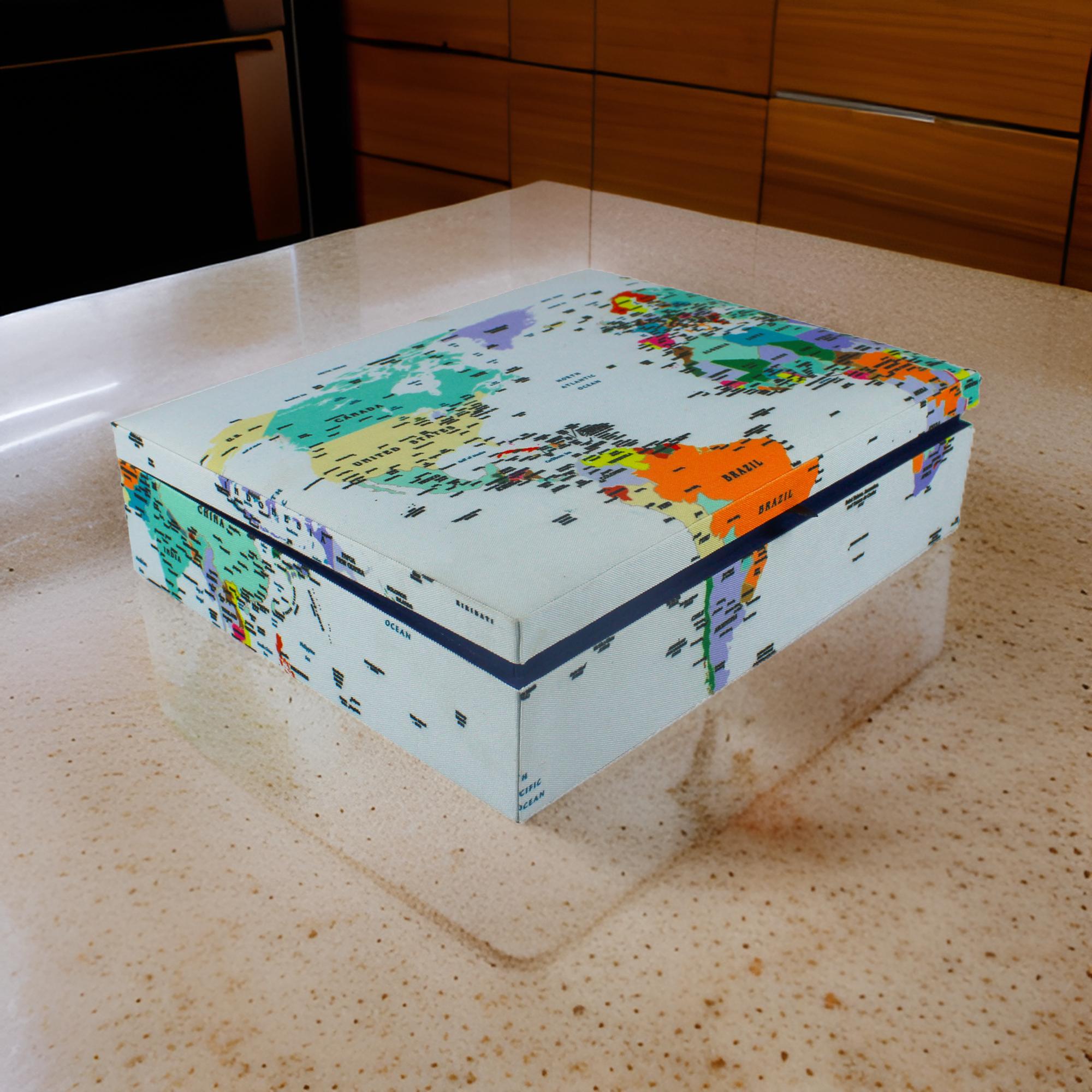 World Map Stationery Organizer Box for Kids