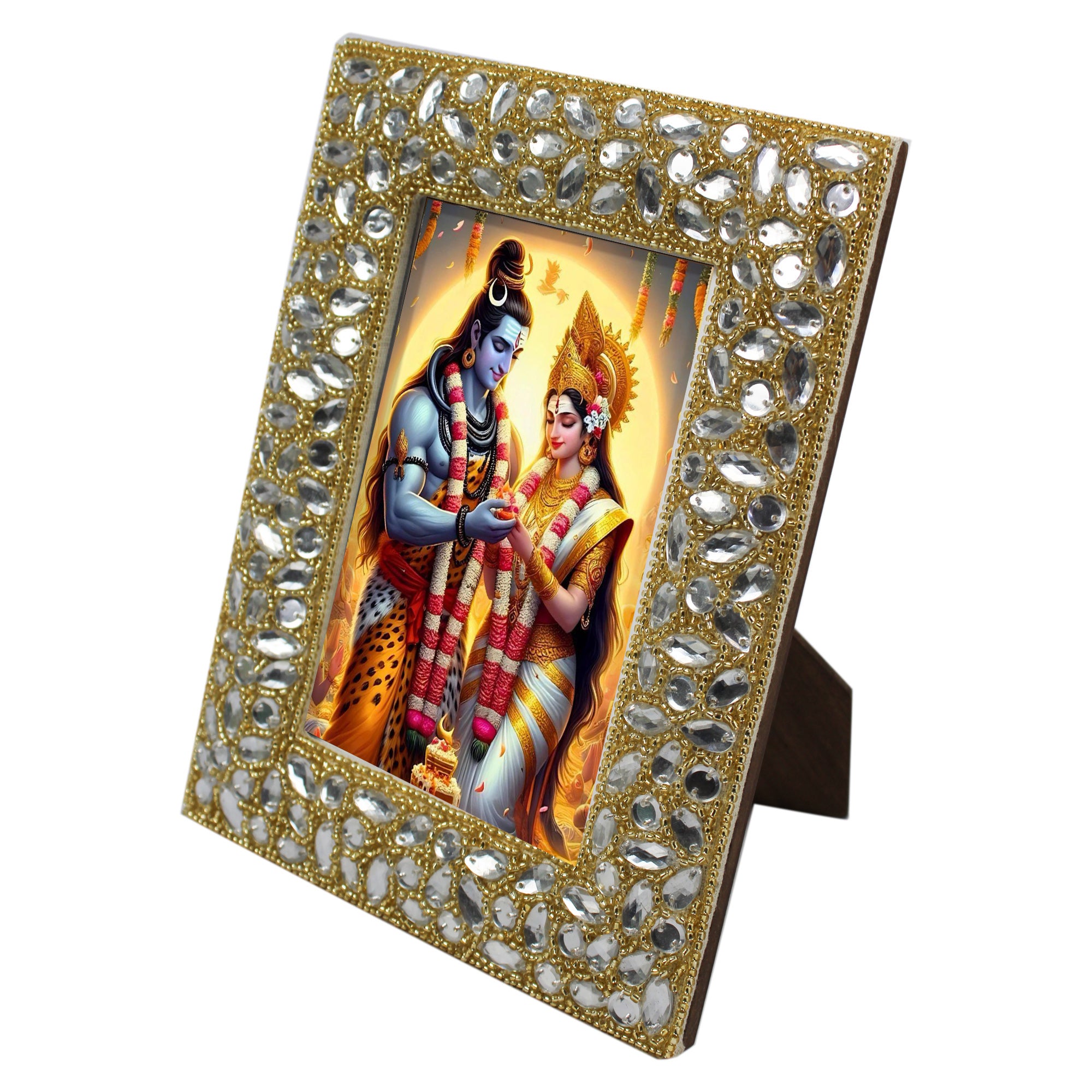 Decorative Lord Shiva with Parvati Ji Photo Frame for Blessing (4x6 Inches)-TH-5704