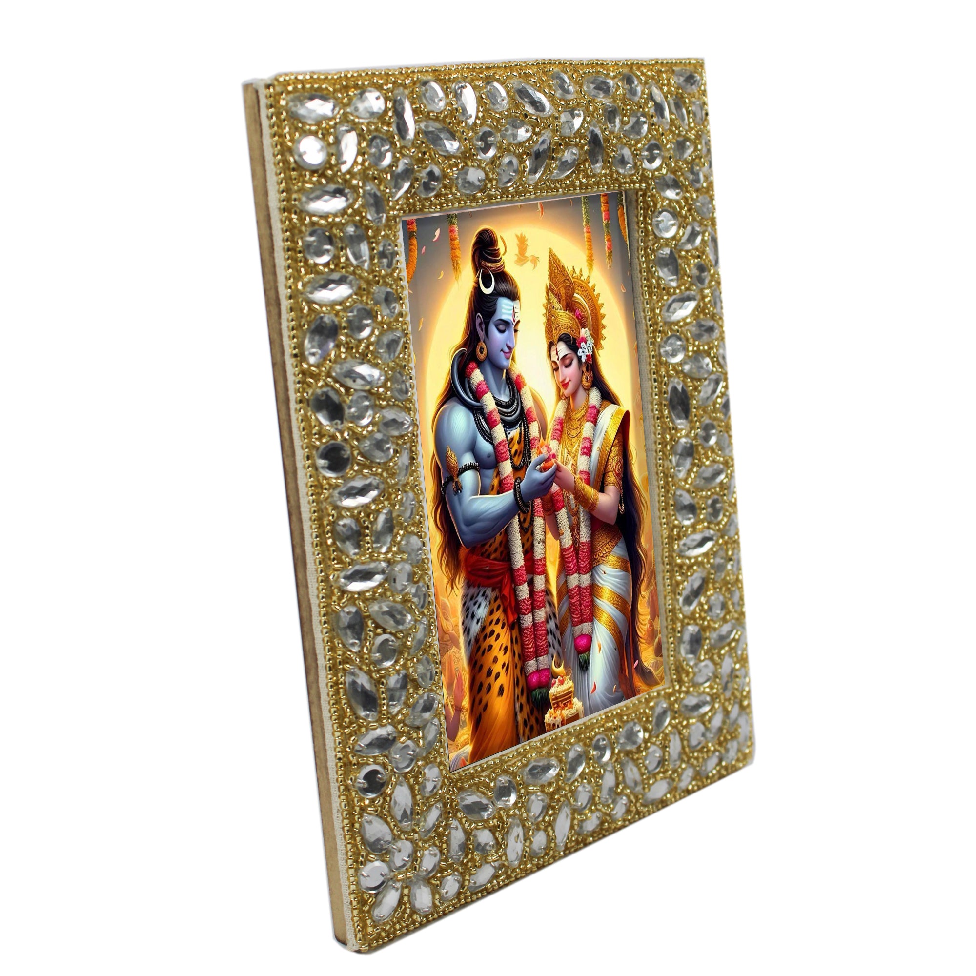 Decorative Lord Shiva with Parvati Ji Photo Frame for Blessing (4x6 Inches)-TH-5704