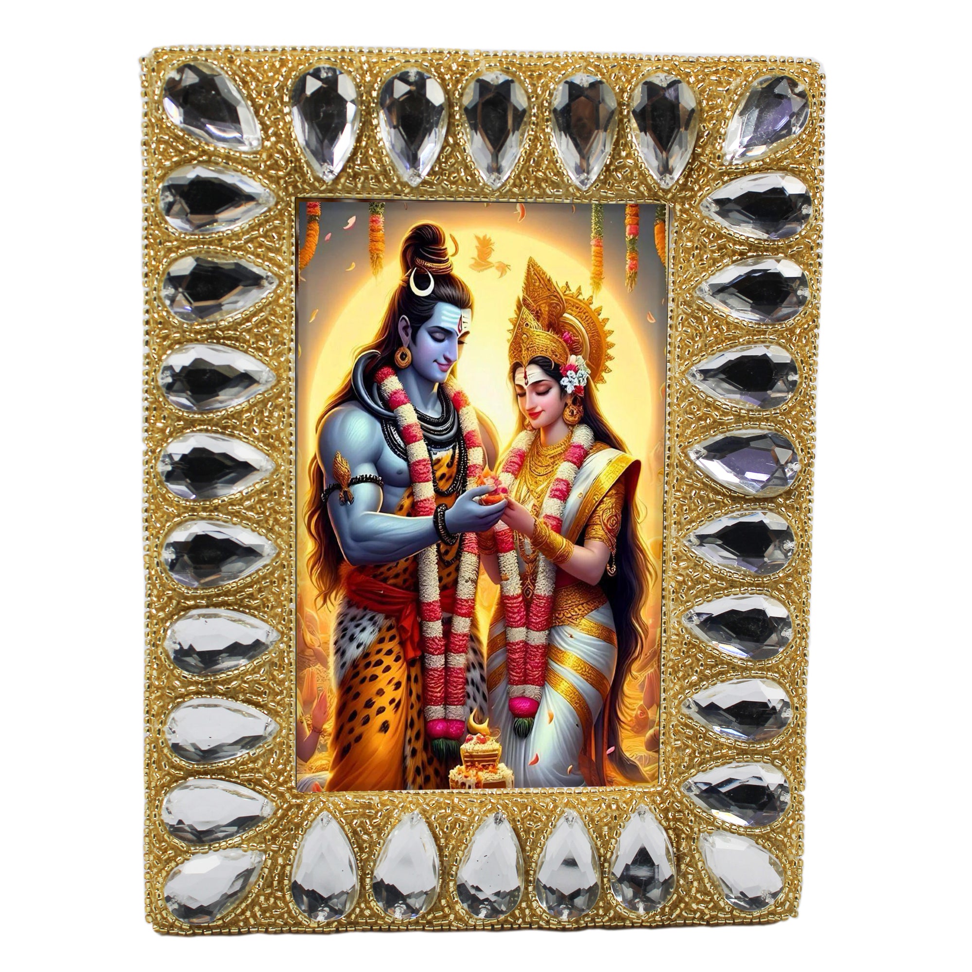 Lord Shiva with Parvati Ji Photo Frame for Blessing (4x6 Inch)-TH-5703