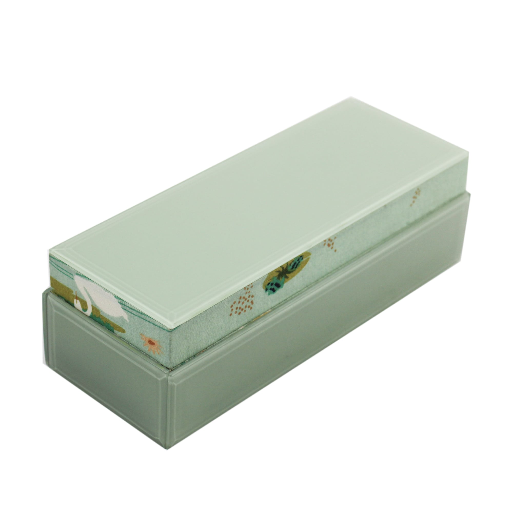 Printed Cottan Fabric with Light Green Mirror Multipurpose Storage Box