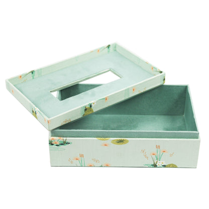 Printed Cottan Fabric with Light Green Mirror Tissue Holder-TH-3447