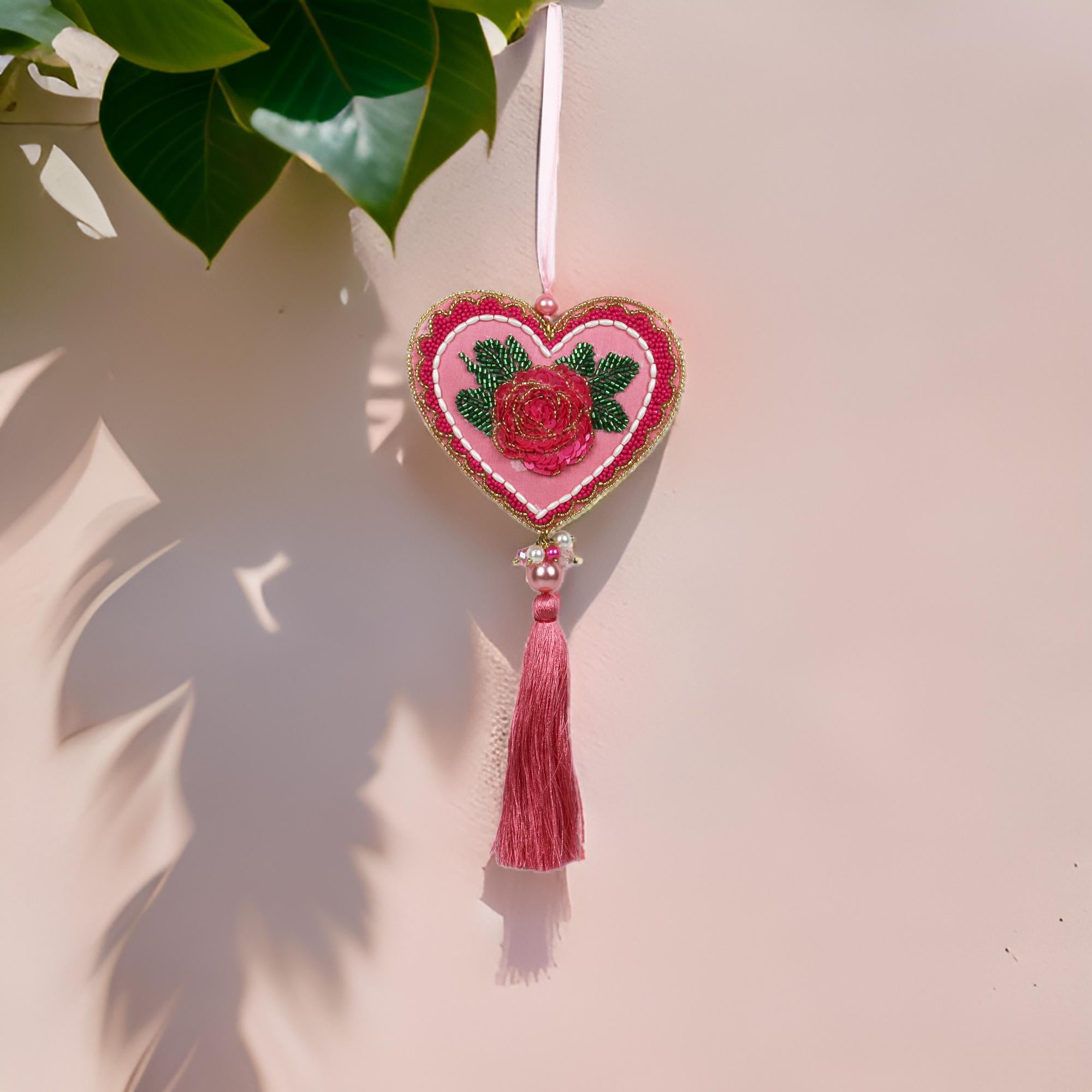  Multicolor Beads Embroidery Flower Design Wall Hanging for Valentine Day 