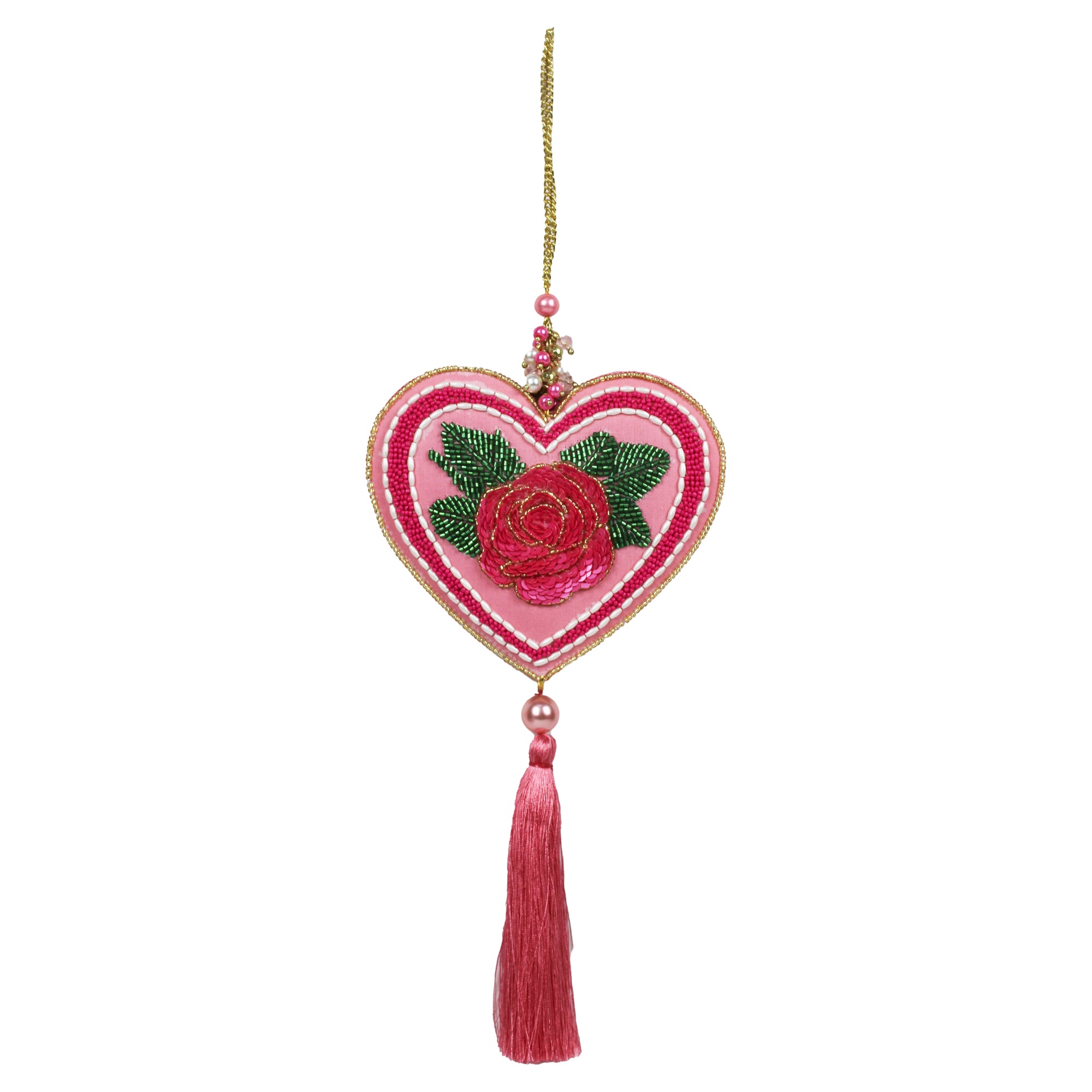 Multicolor Beads Embroidery Flower Design Wall Hanging for Valentine Day
