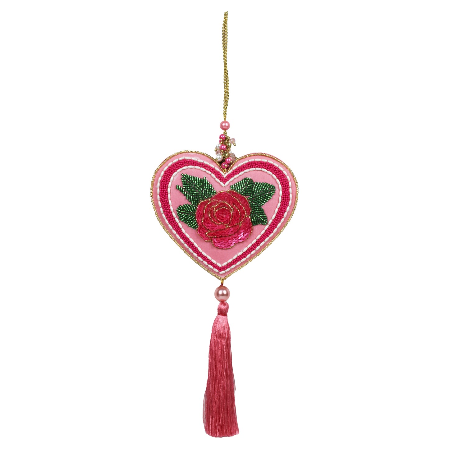 Multicolour Beads Embroidery Flower Design Wall Hanging for Valentine-s Day (Size: 12 Inch Height)