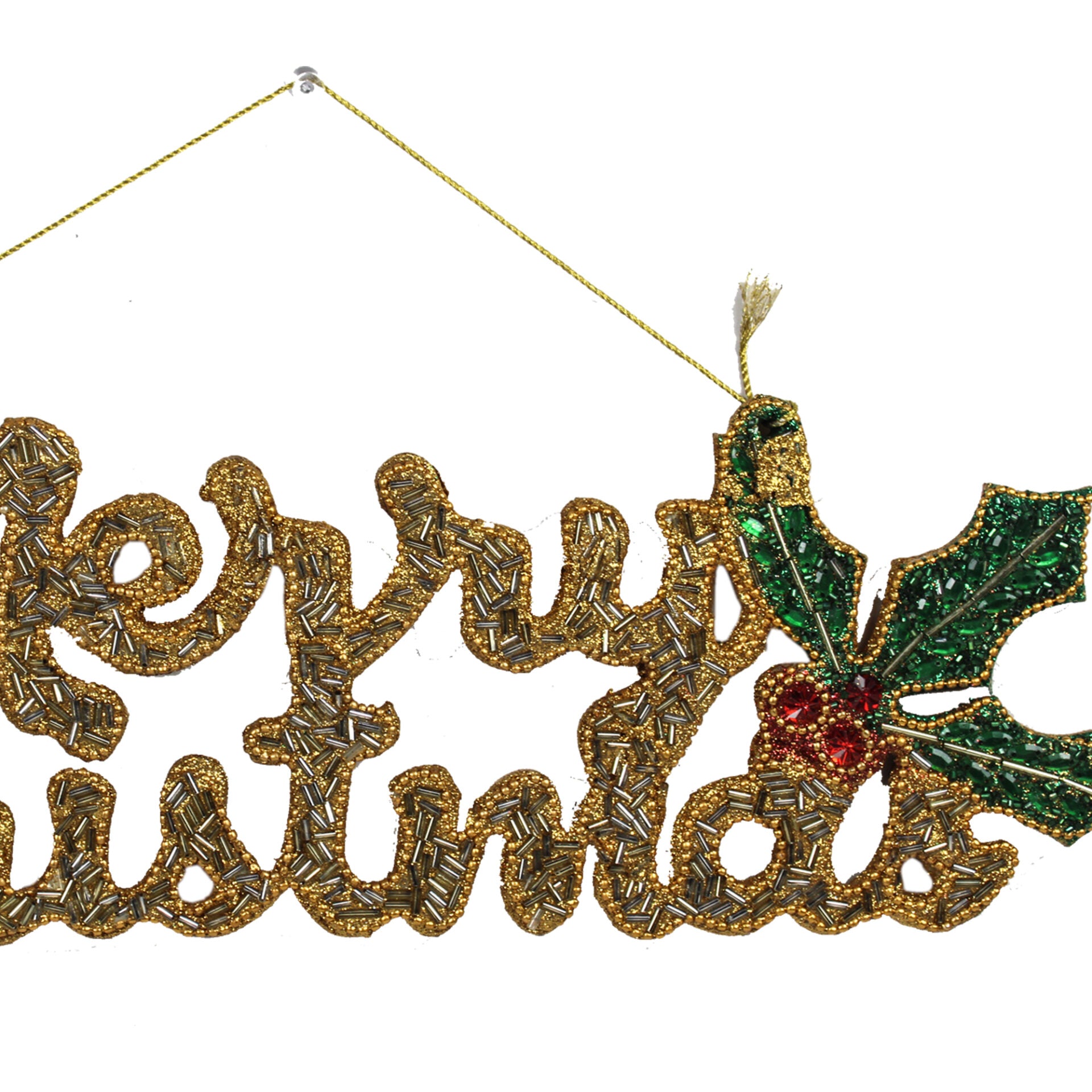 Beaded Merry Christmas Decorative Hanging