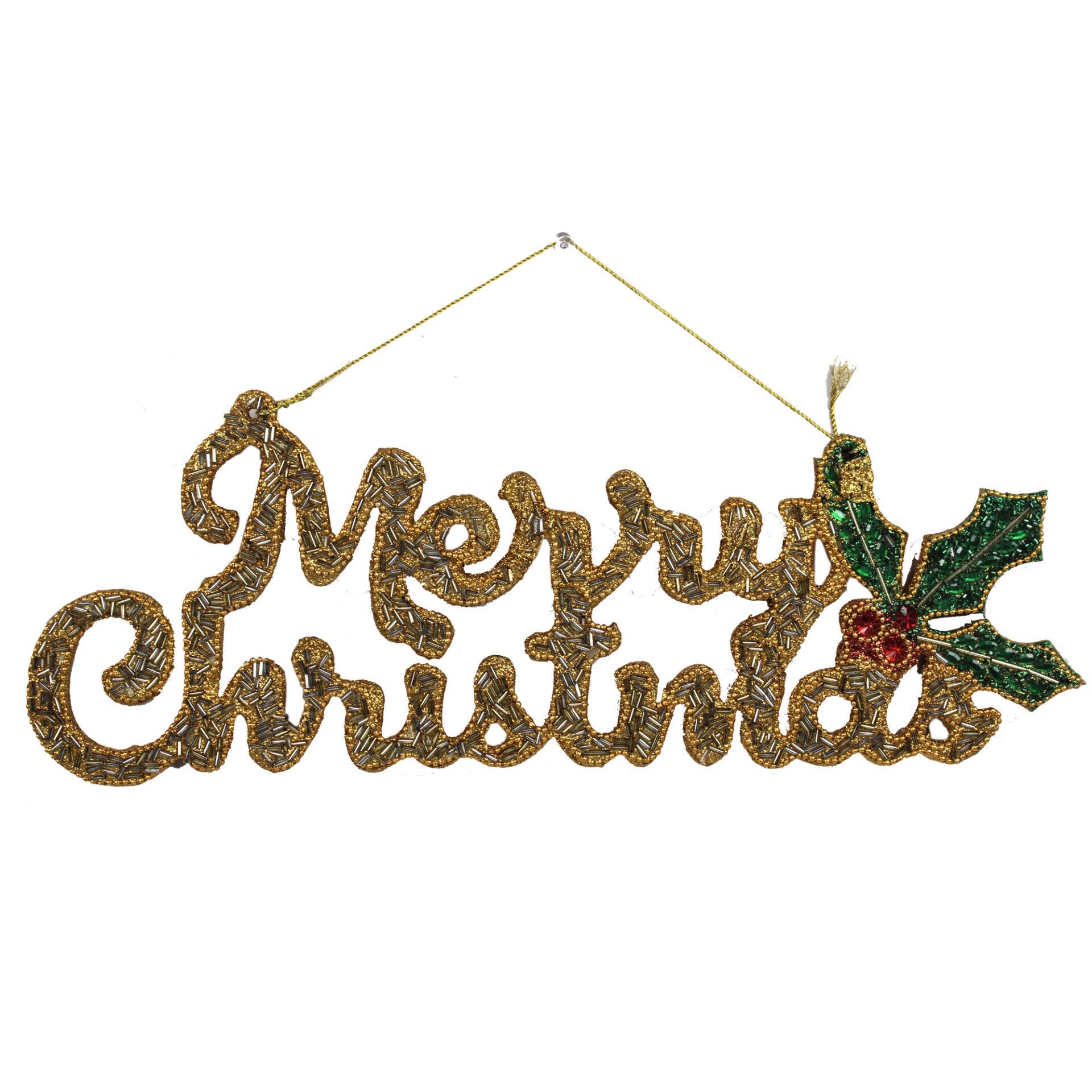 Beaded Merry Christmas Decorative Hanging