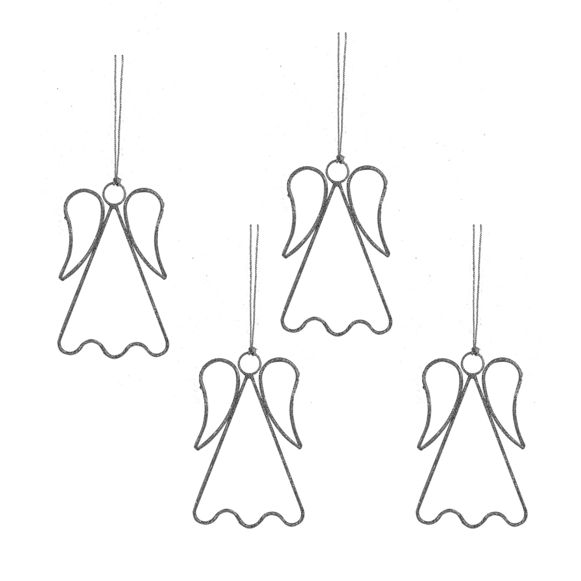 Set of 4 Angle Shaped Christmas Tree Hanging Ornaments