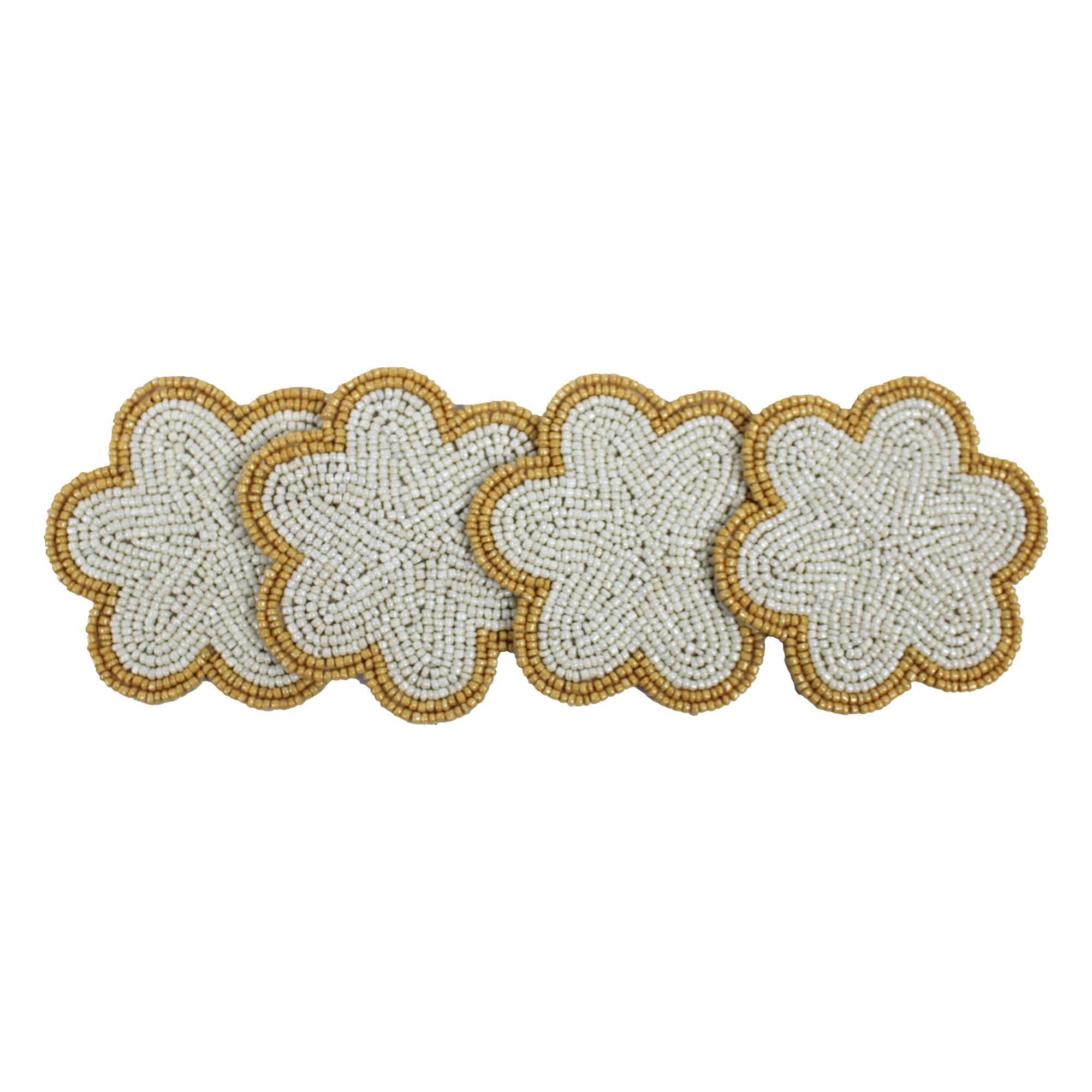 Beaded Embroidered Coaster Set of Four