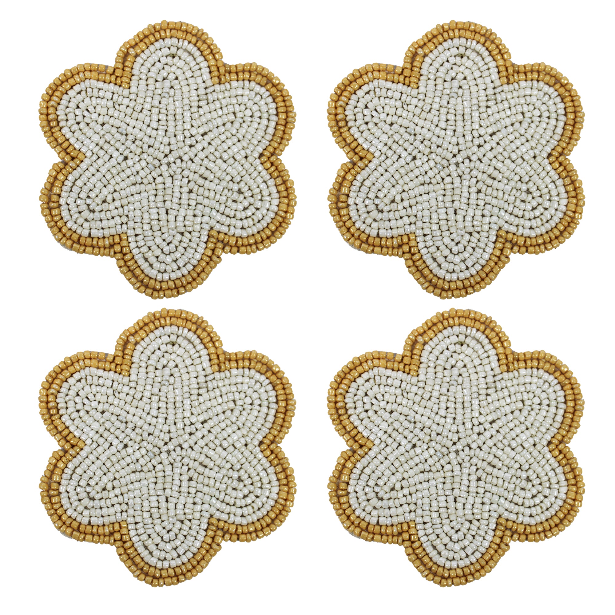 Beaded Embroidered Coaster Set of Four