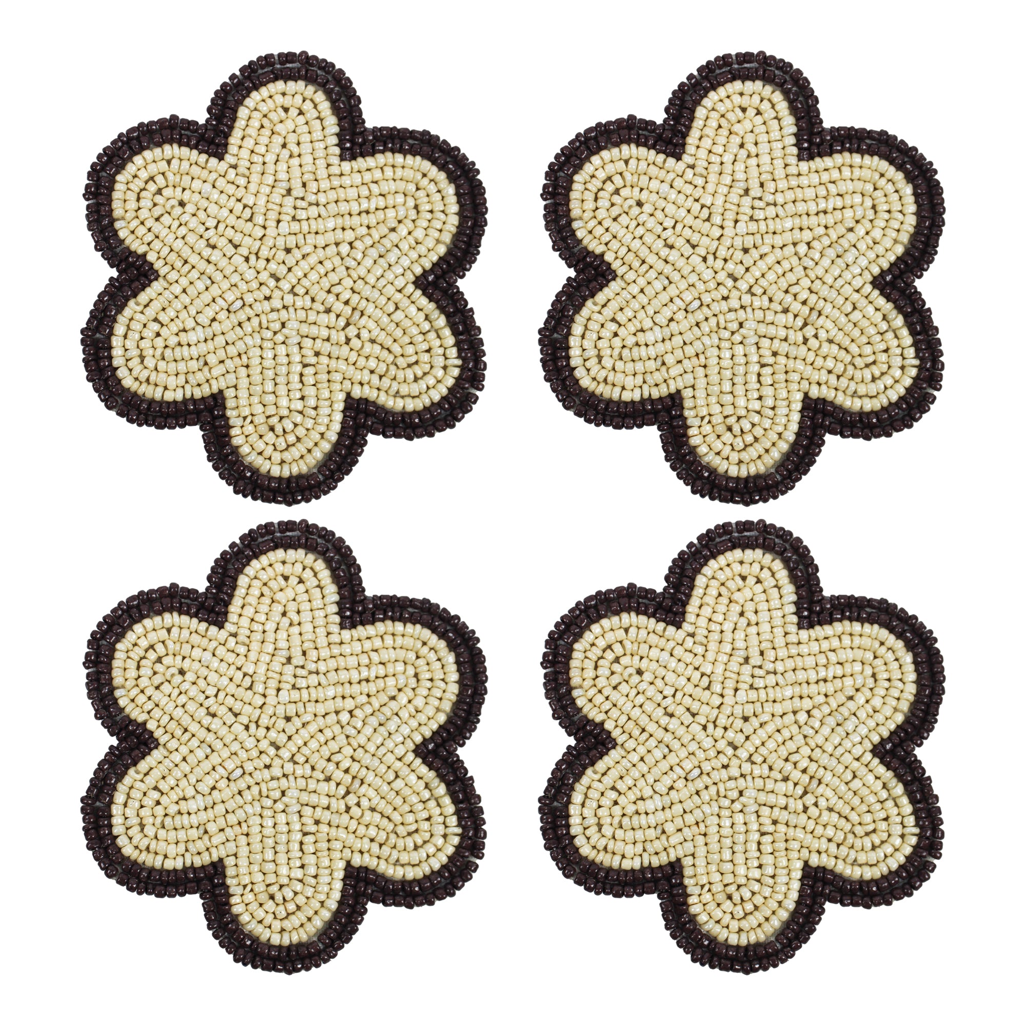 Beaded Embroidered Coaster Set of Four