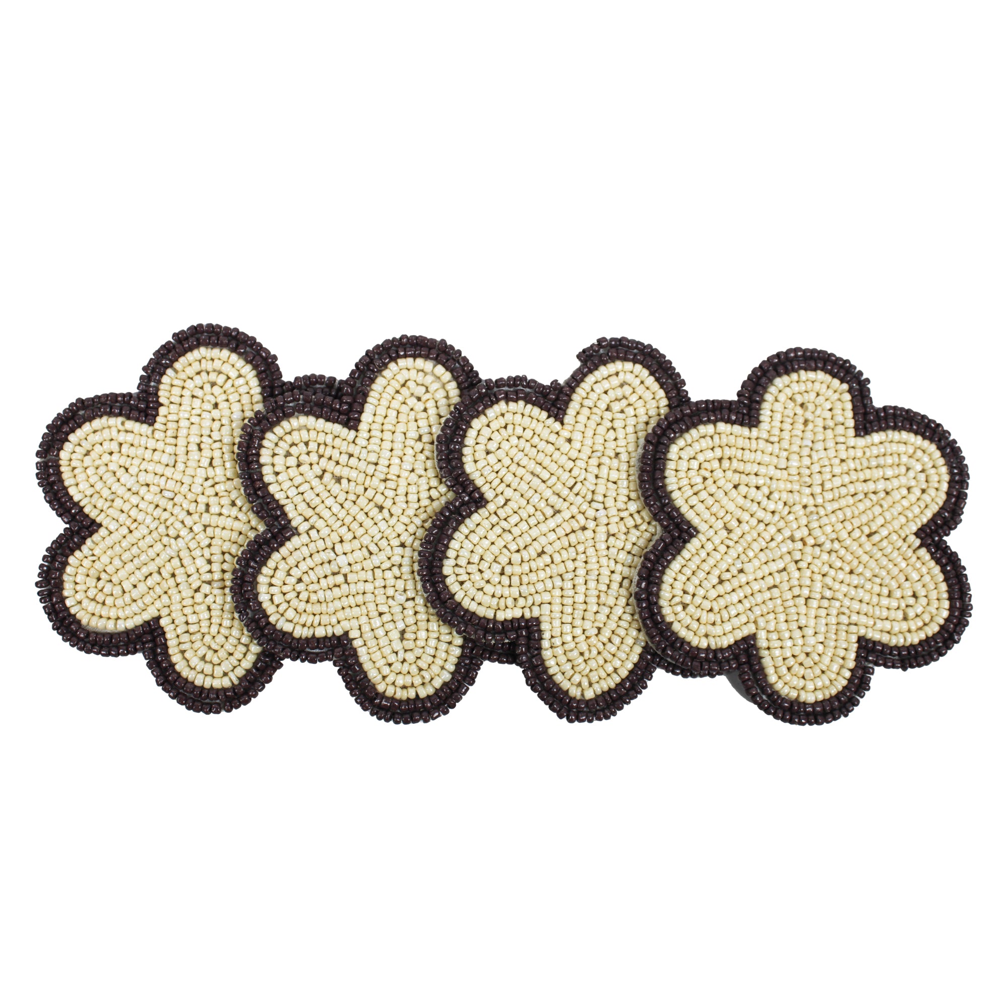 Beaded Embroidered Coaster Set of Four