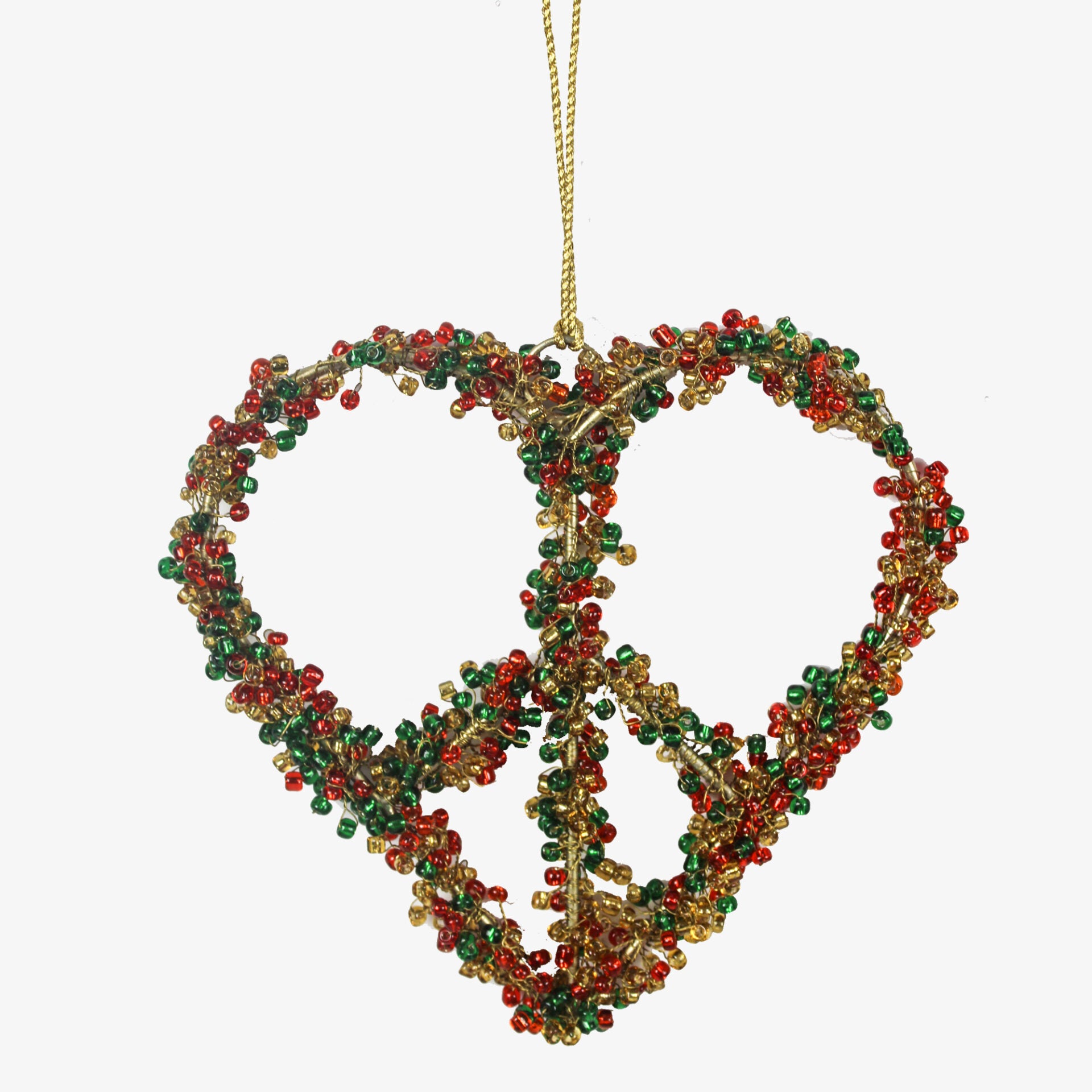 Set of 3 Multicolored Beaded Heart Ornaments for Christmas Tree Decoration