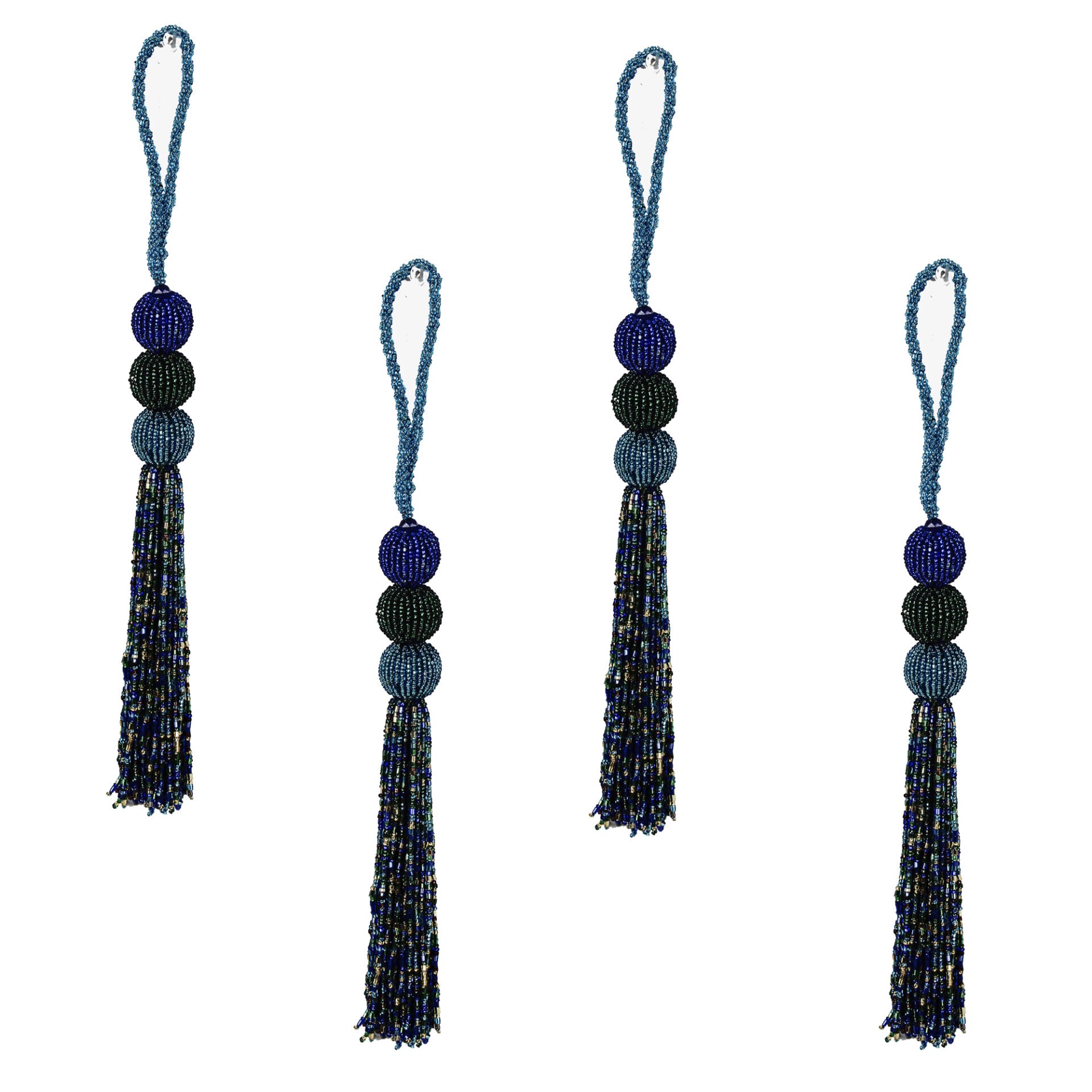 Set of 4 Multicolored Tassels Hanging Christmas Ornaments