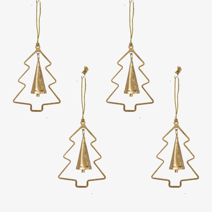 Set of 4 Metal Christmas Tree Hanging Ornaments