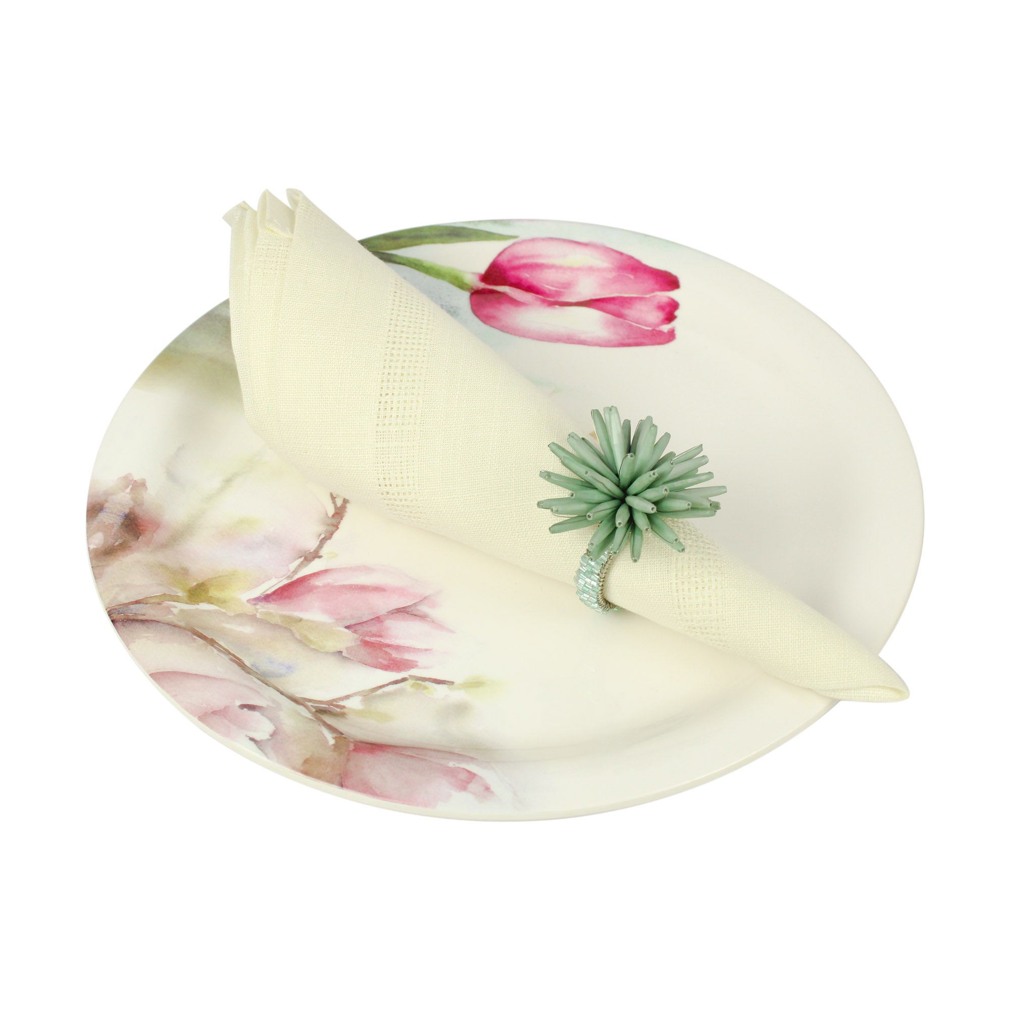 Turq Burst Design Napkin Ring Set of Four