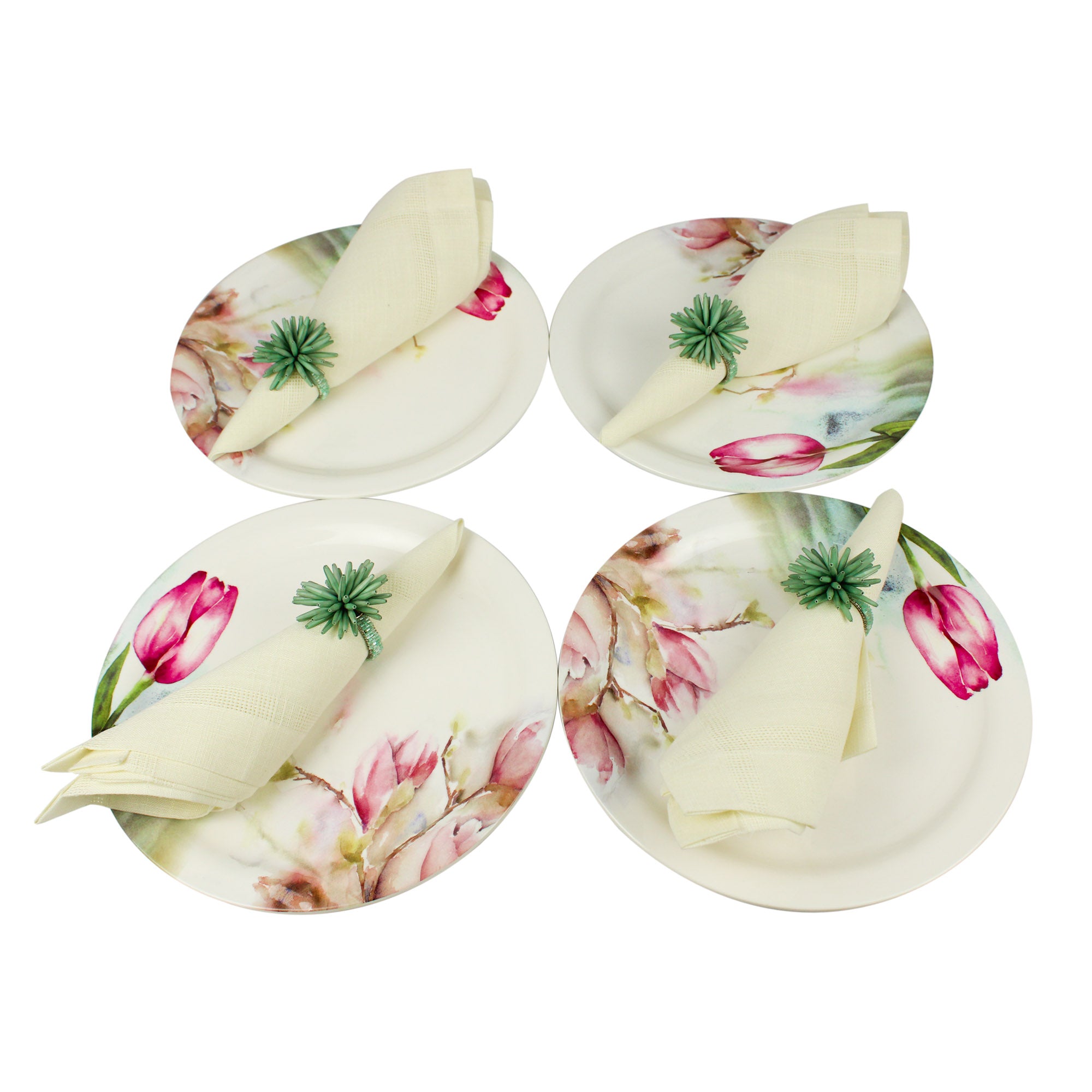 Turq Burst Design Napkin Ring Set of Four