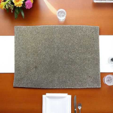 Silver Beaded Placemats for Dining Set of Two