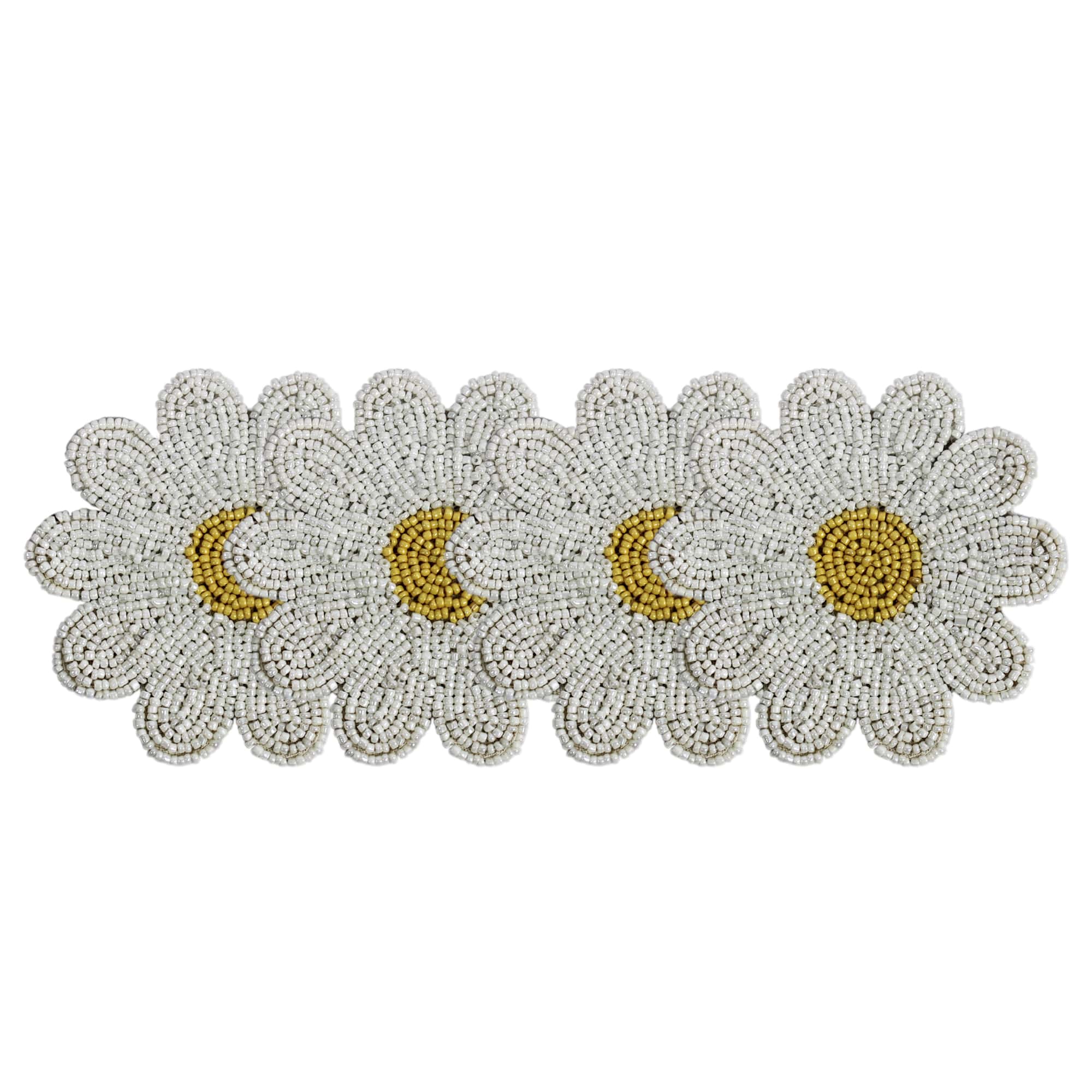 Flower Shaped Beaded Coasters Set of Four