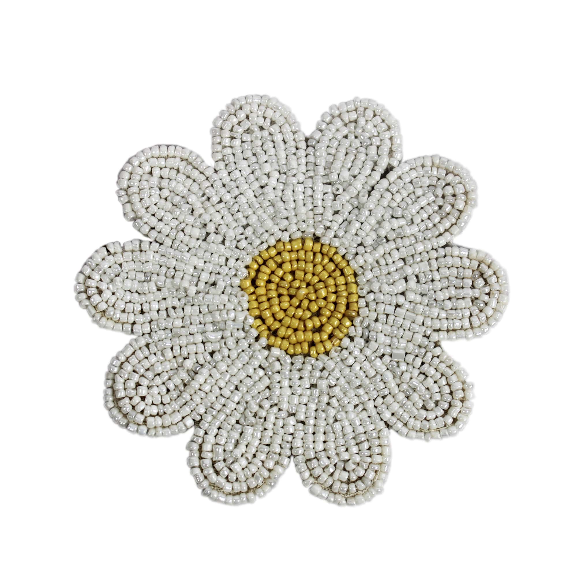 Flower Shaped Beaded Coasters Set of Four