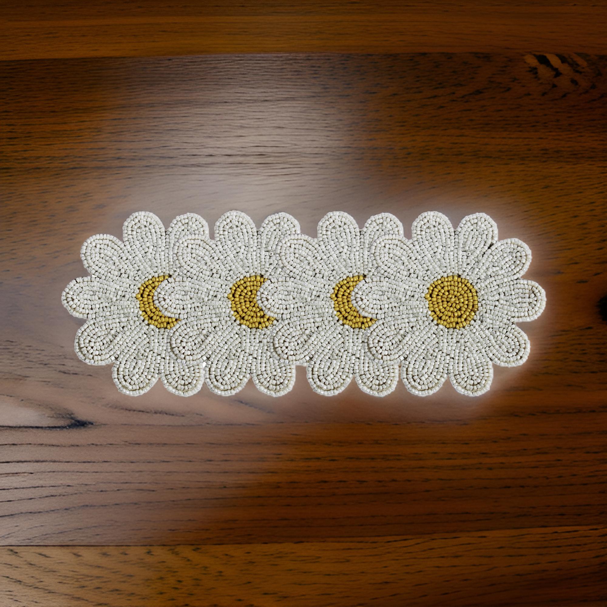 Flower Shaped Beaded Coasters Set of Four