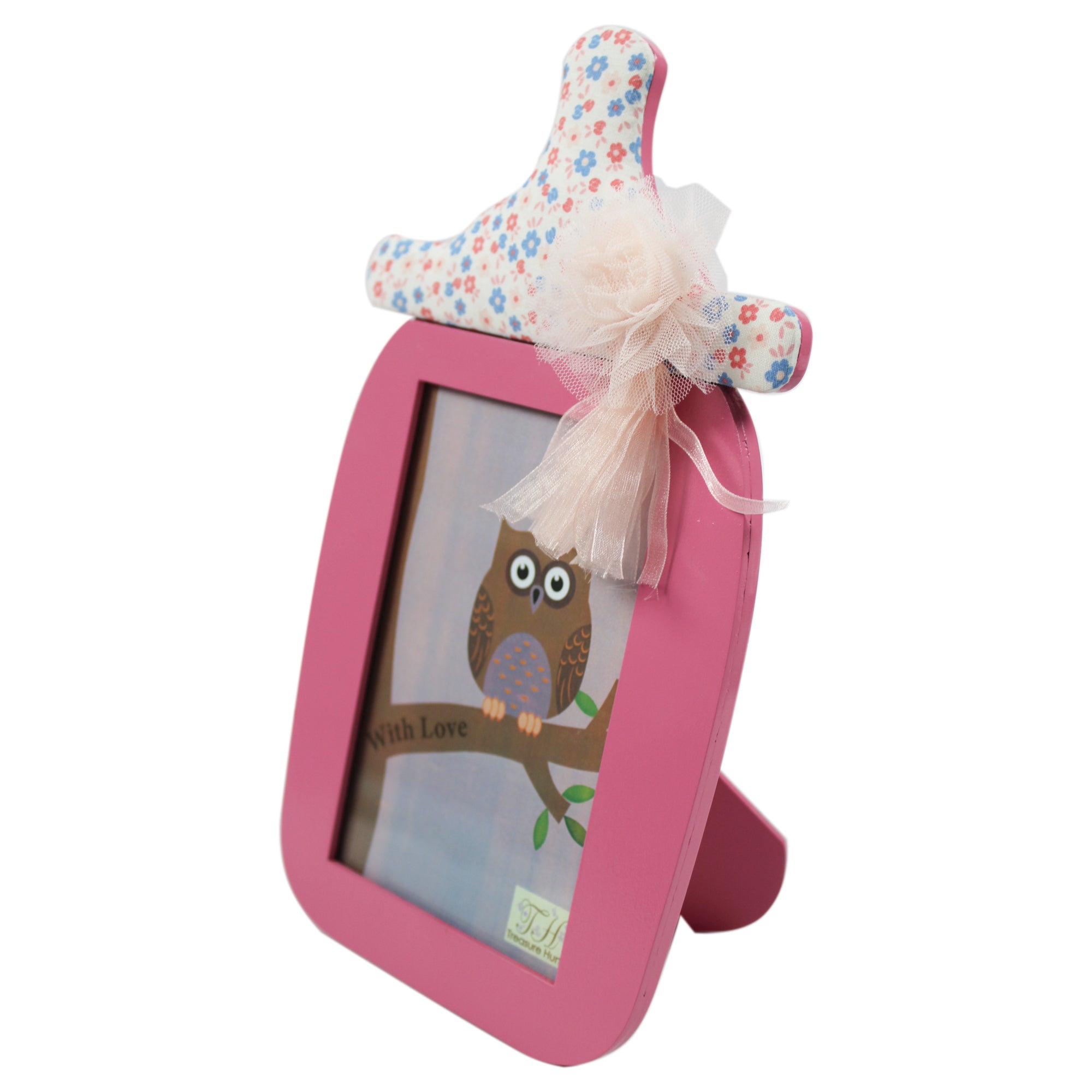 Floral Baby Bottle Shaped Picture Frame