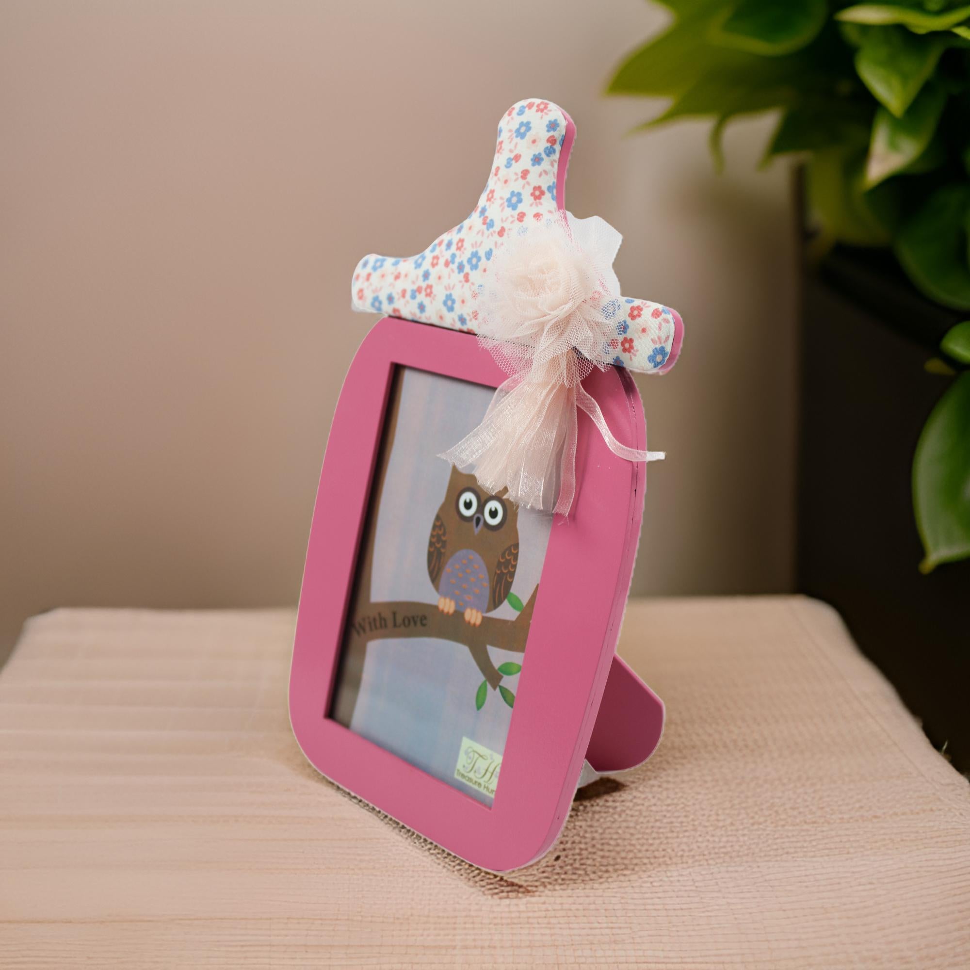 Floral Baby Bottle Shaped Picture Frame