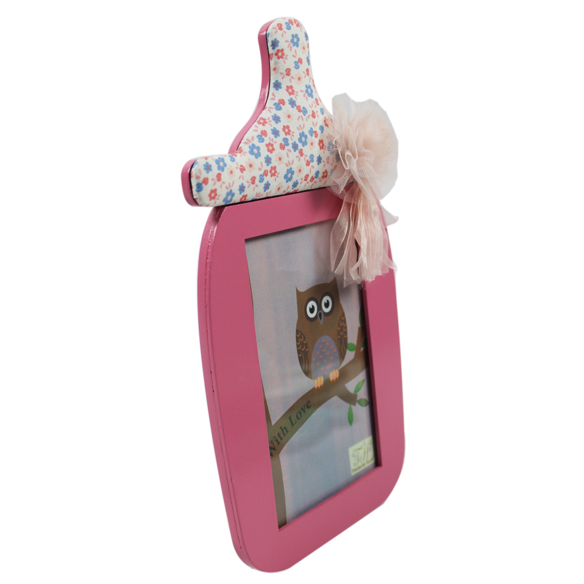 Floral Baby Bottle Shaped Picture Frame