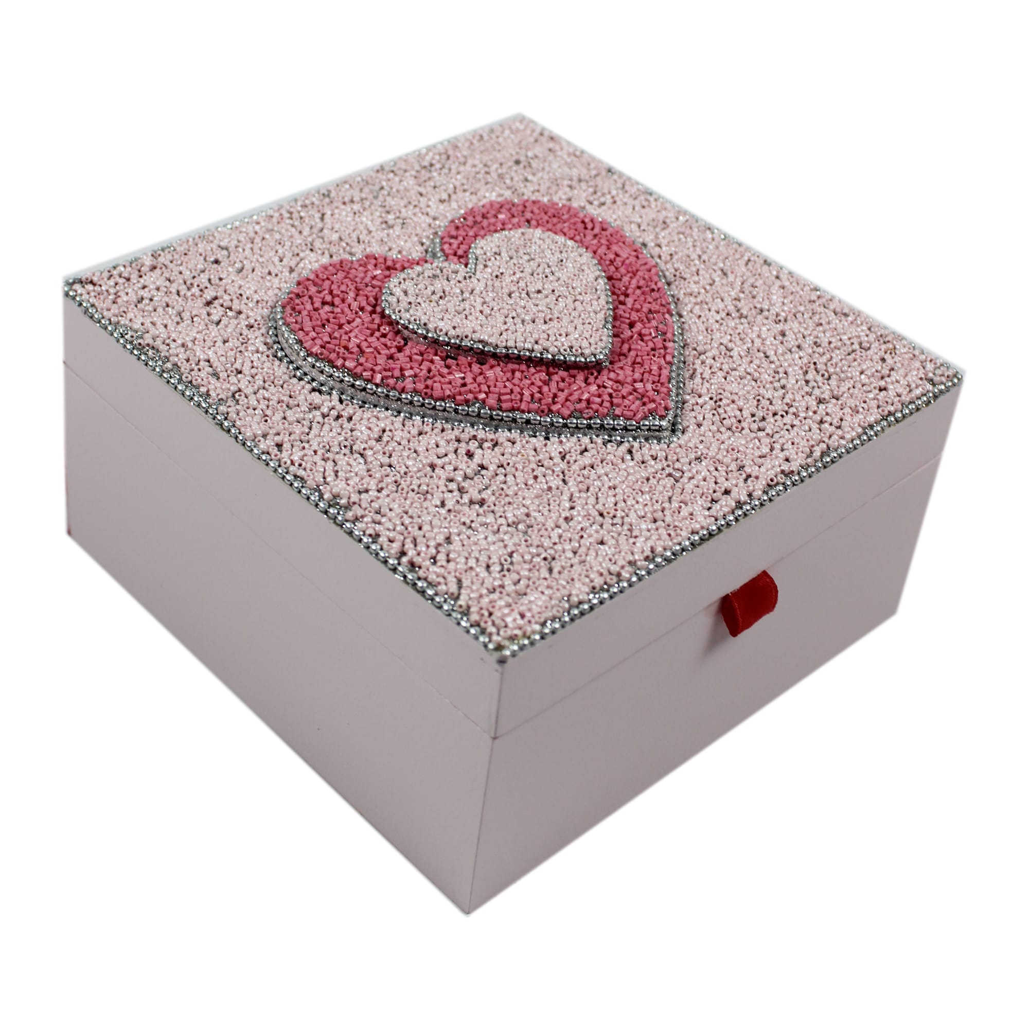 Beaded Heart Design Storage Box for Kids