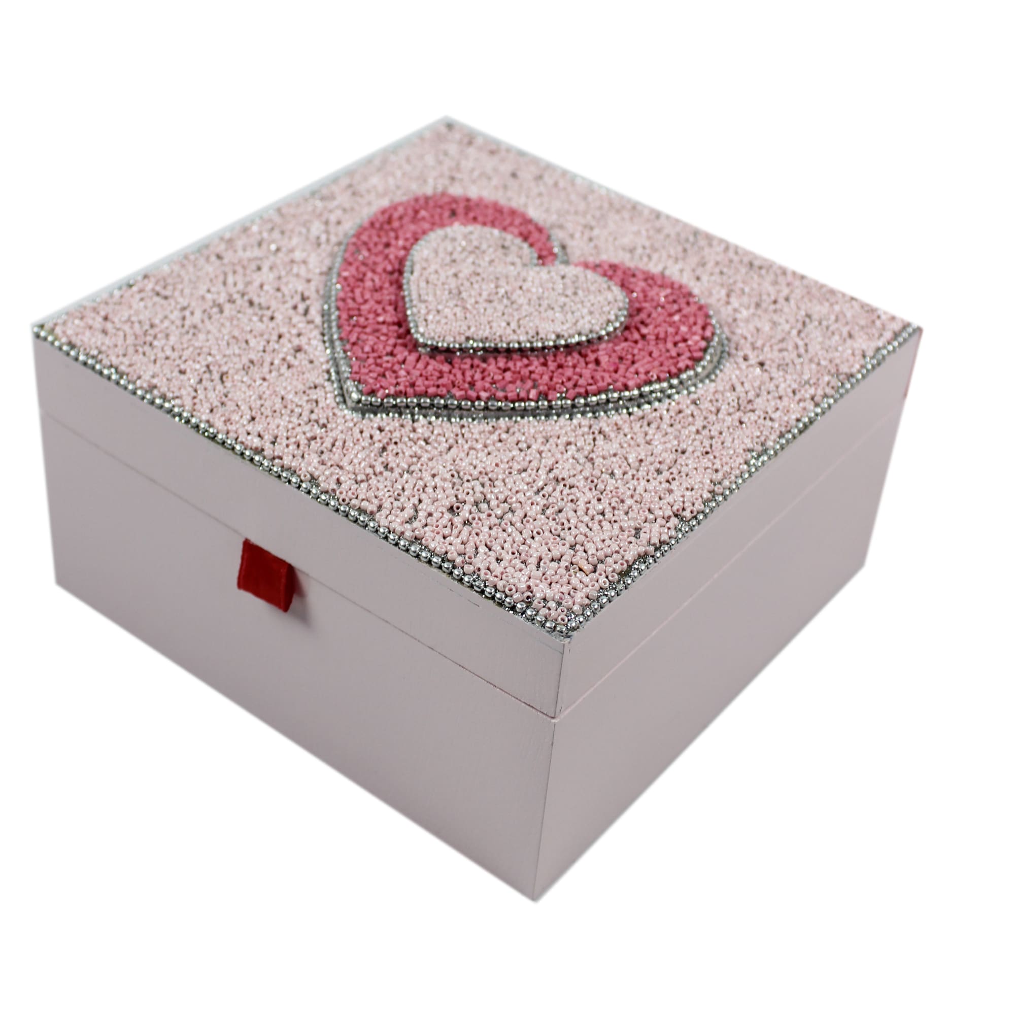 Beaded Heart Design Storage Box for Kids