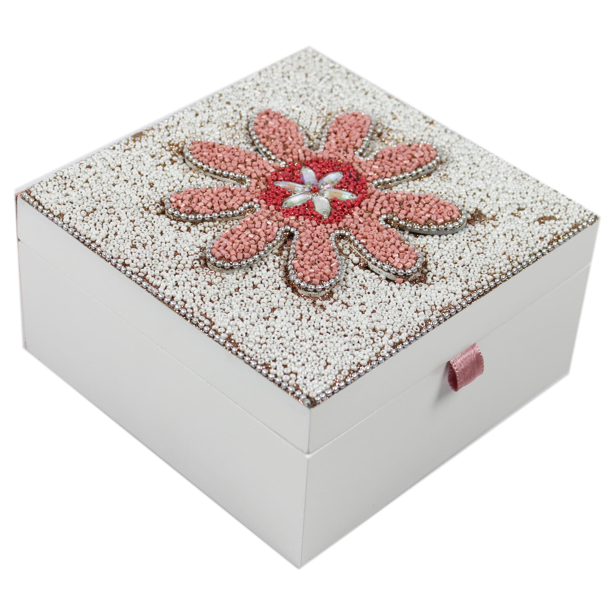 Multicolored Flower Beaded Storage Box for Kids