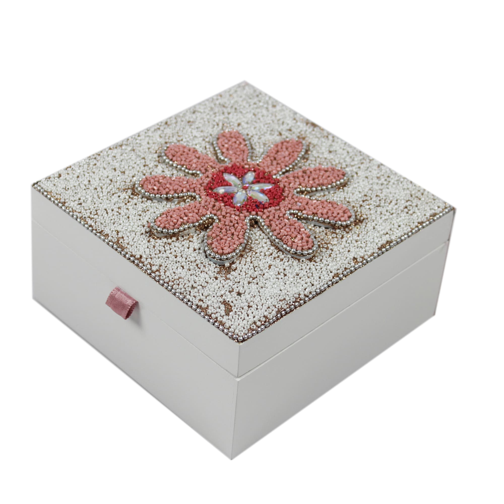 Multicolored Flower Beaded Storage Box for Kids