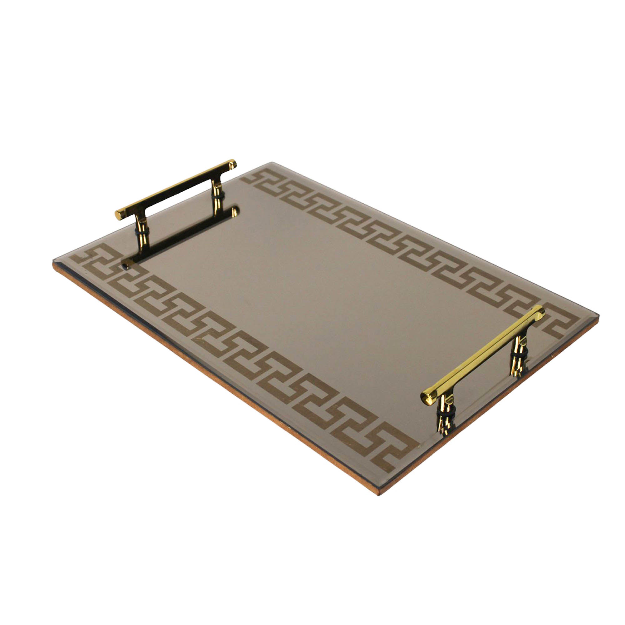 Premium Designer Brown Glass Tray Set of Two