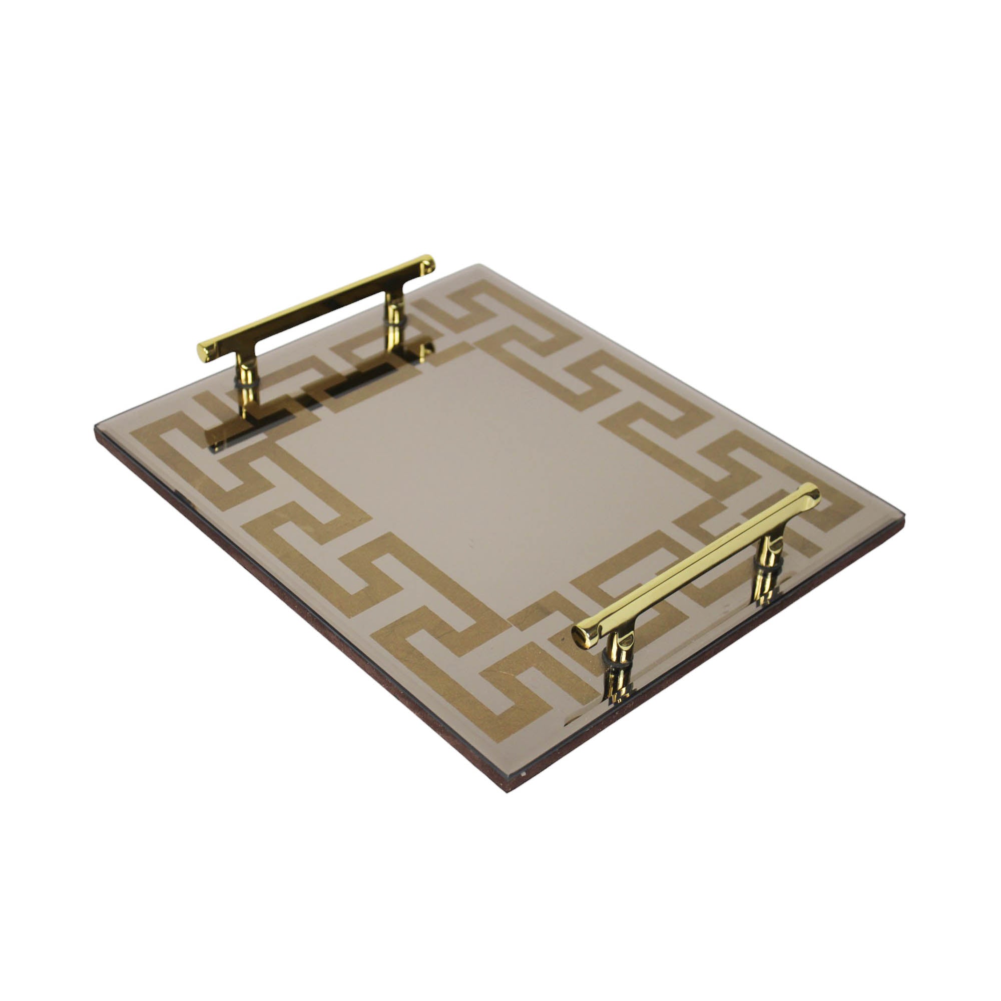 Premium Designer Brown Glass Tray Set of Two