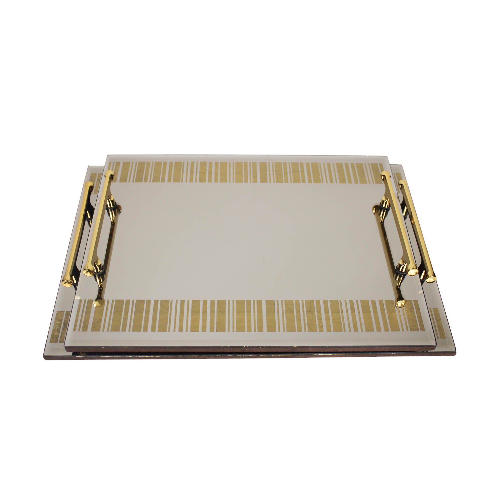Luxury Designer Brown Glass Set of Two Tray