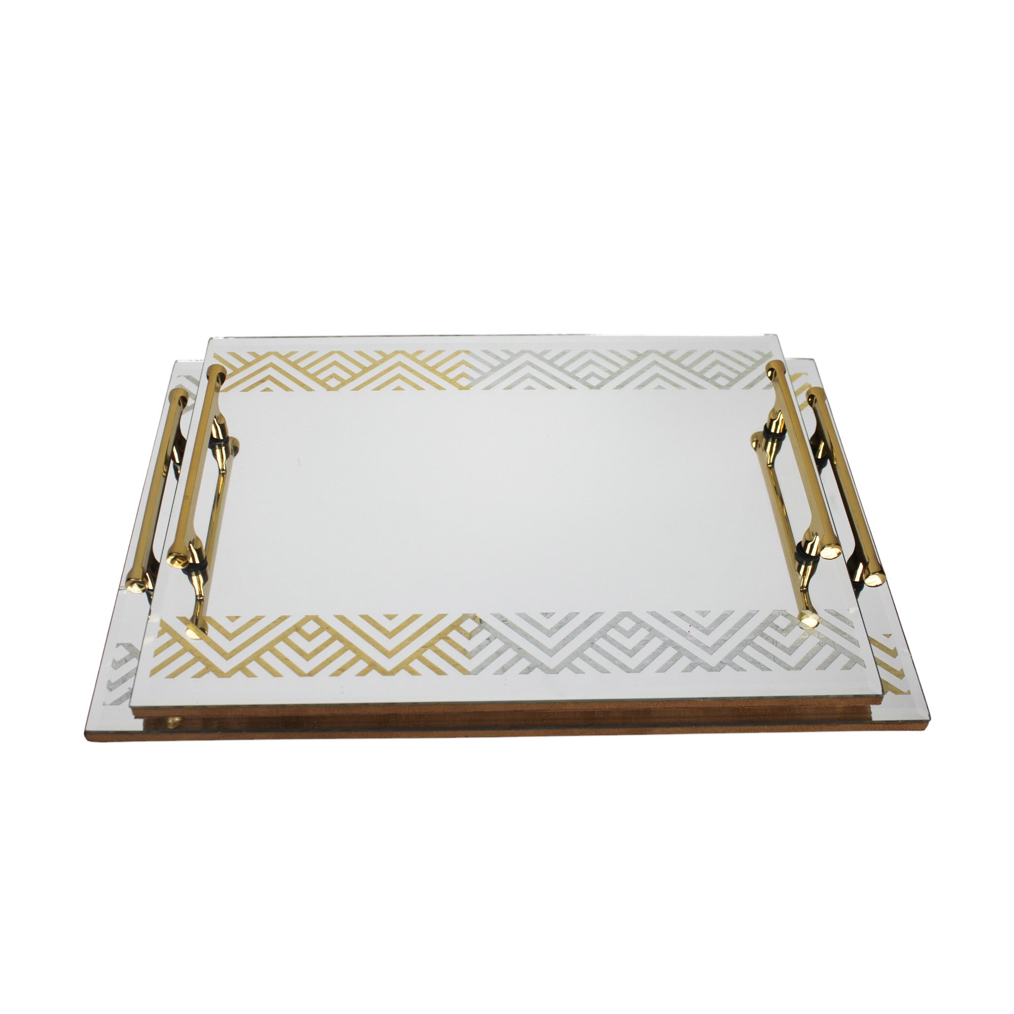 Premium Designer Brown Glass Set of Two Tray