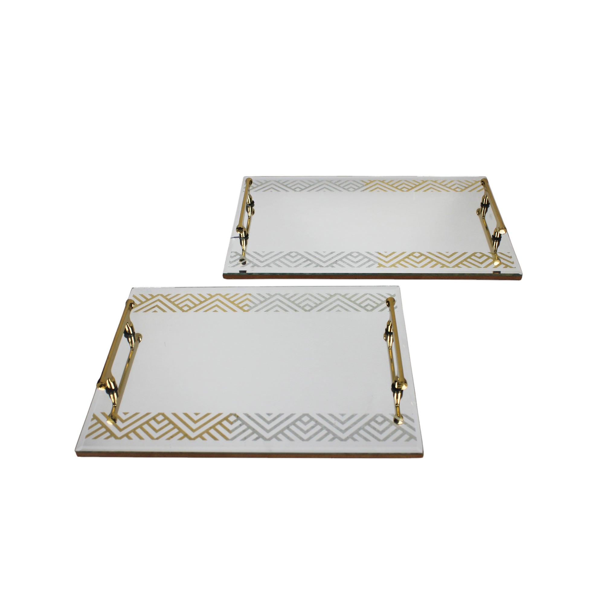 Premium Designer Brown Glass Set of Two Tray