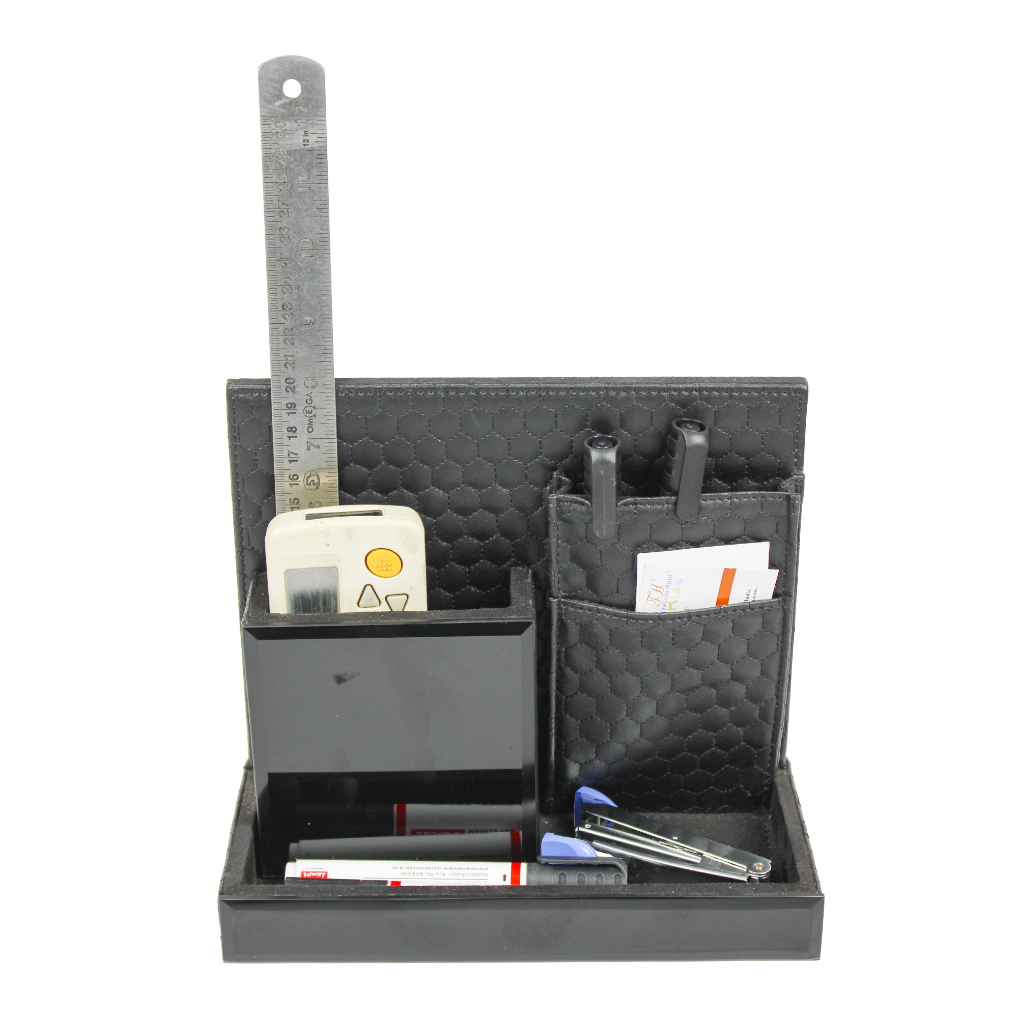 Premium Black leatherite Stationery Organizer & Remote Holder