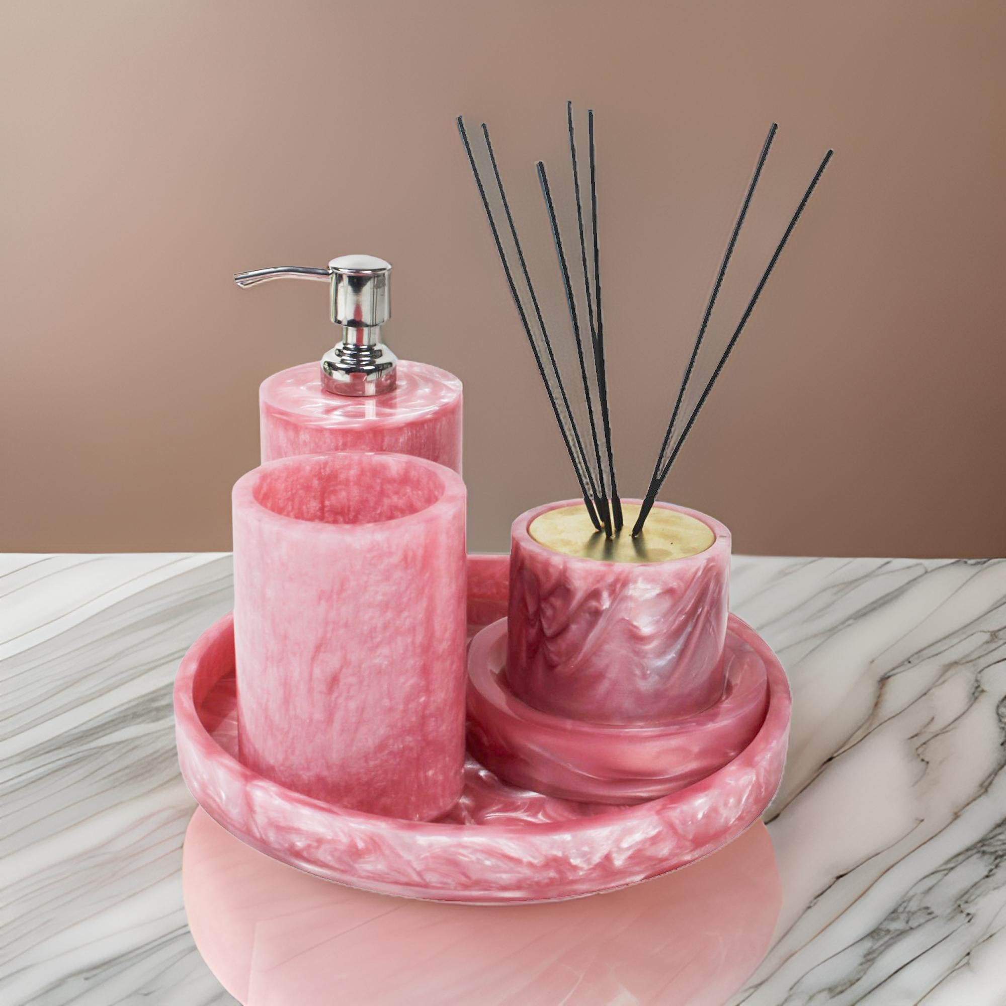 Premium Handcrafted Resin Bathroom Set of 5 Pieces