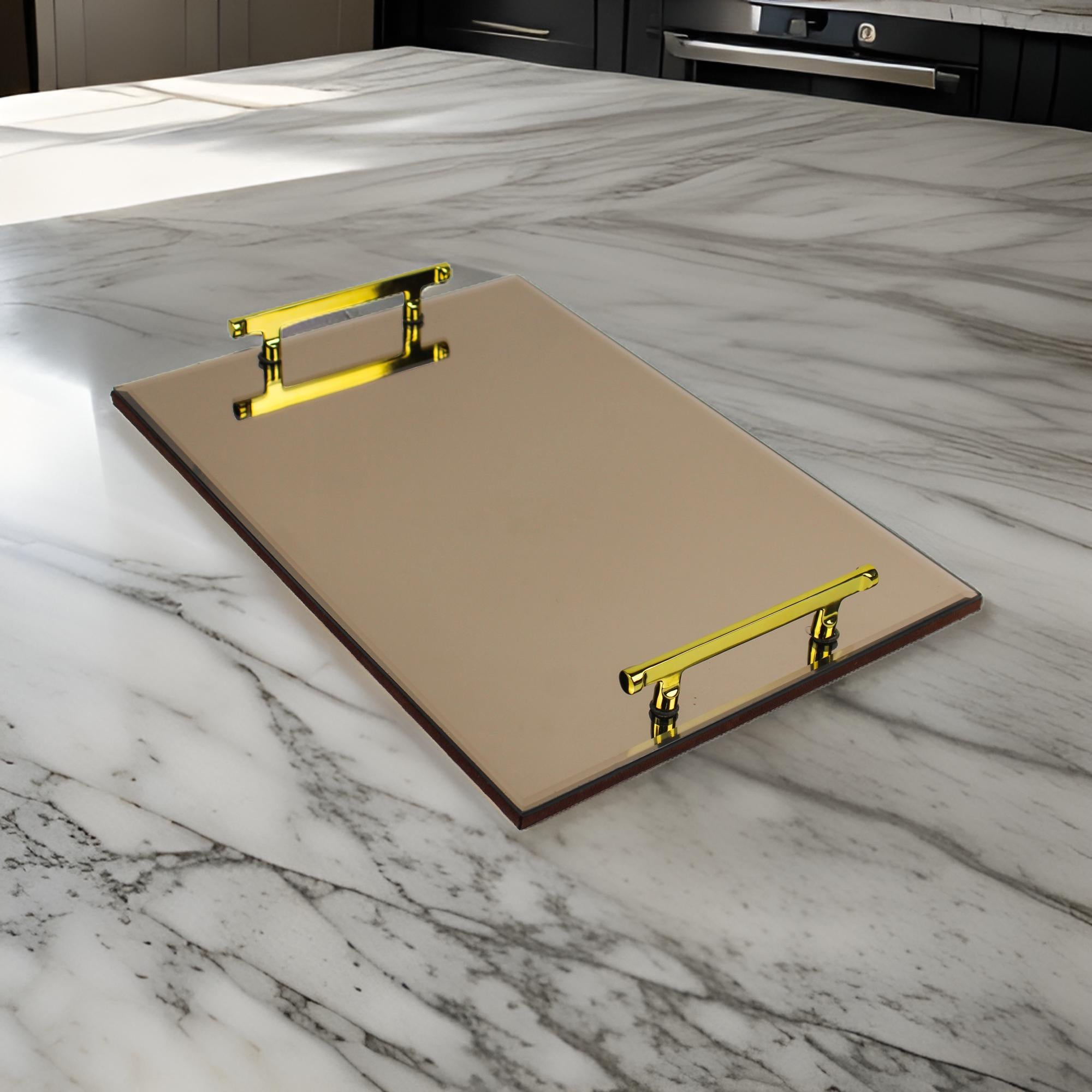 Luxury Brown Medium Glass Tray