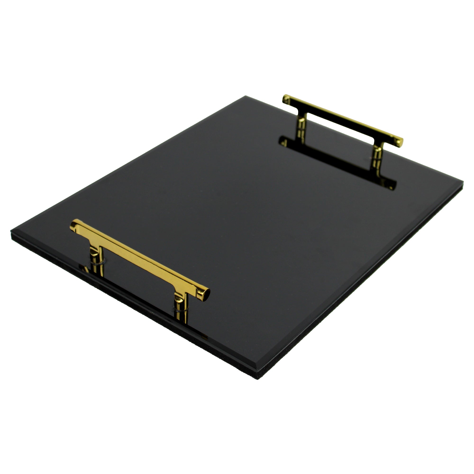 Luxury Black Glass Tray Set of Two