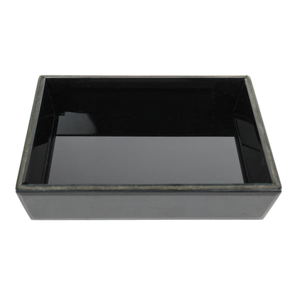 Set of 3 Black Glass Tray