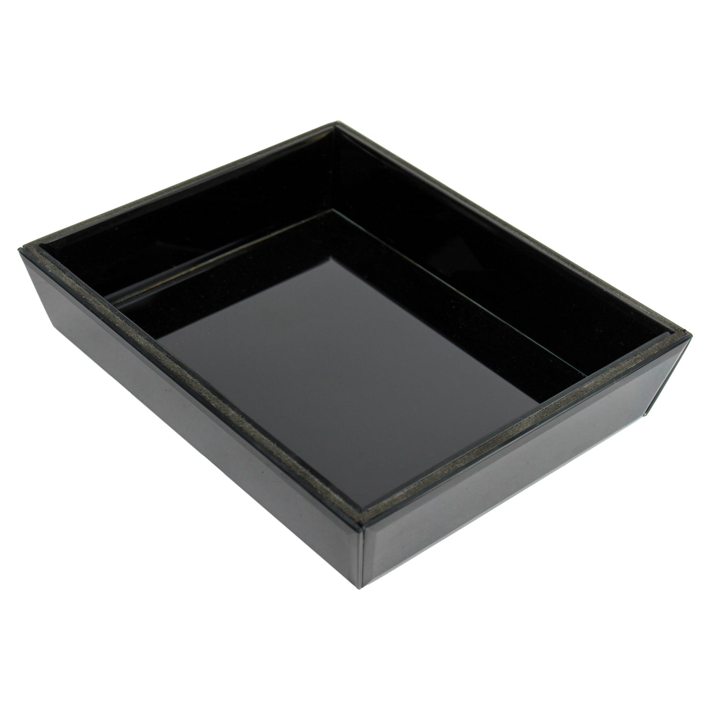 Set of 2 Black Glass Tray