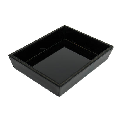 Set of 2 Black Glass Tray