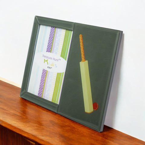 Premium Glass Photo Frame with Cricket Bat Design