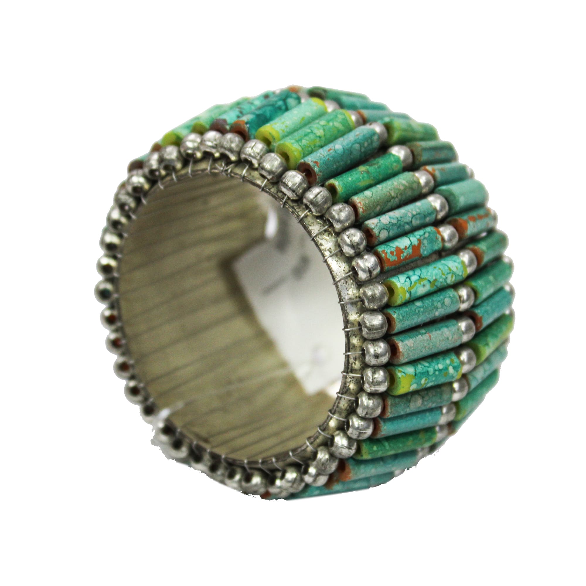 Turquoise Beaded Napkin Ring Set of Four