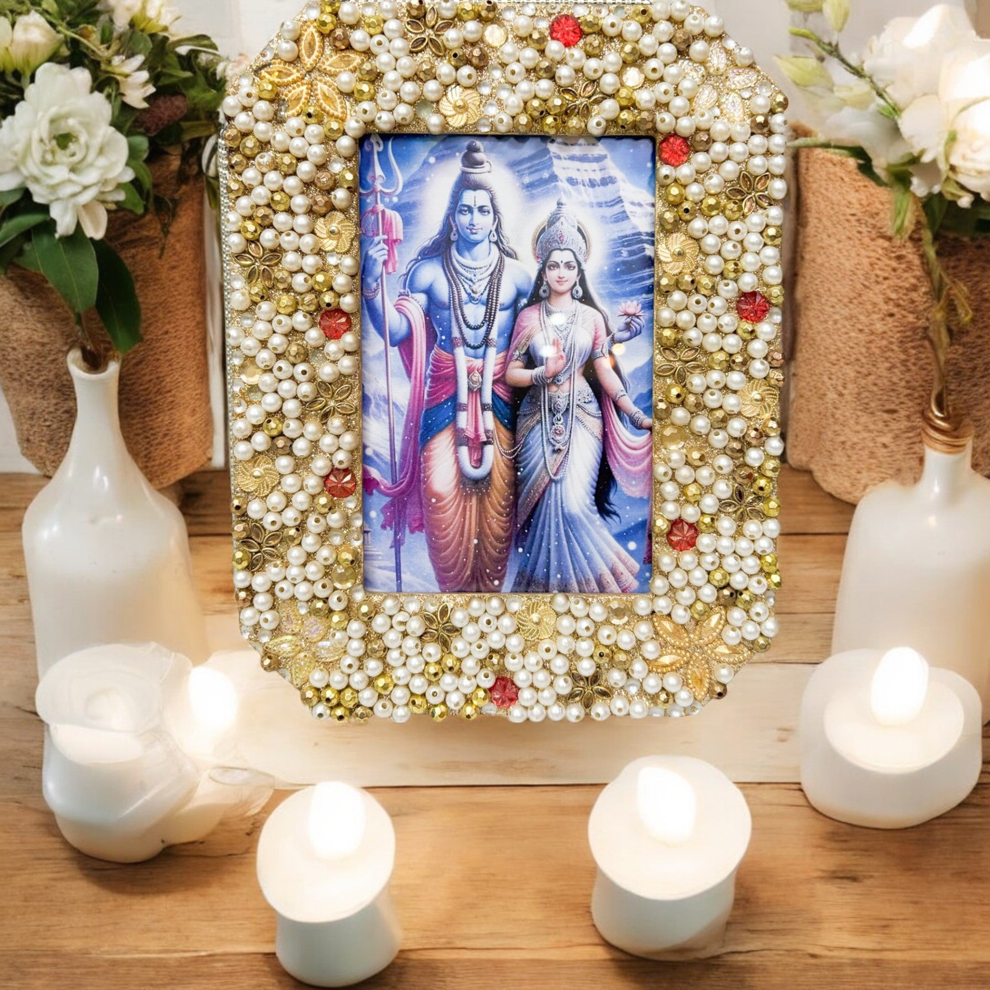 Handcrafted Lord Shiva & Goddess Parvati Ji Photo Frame-TH-5706