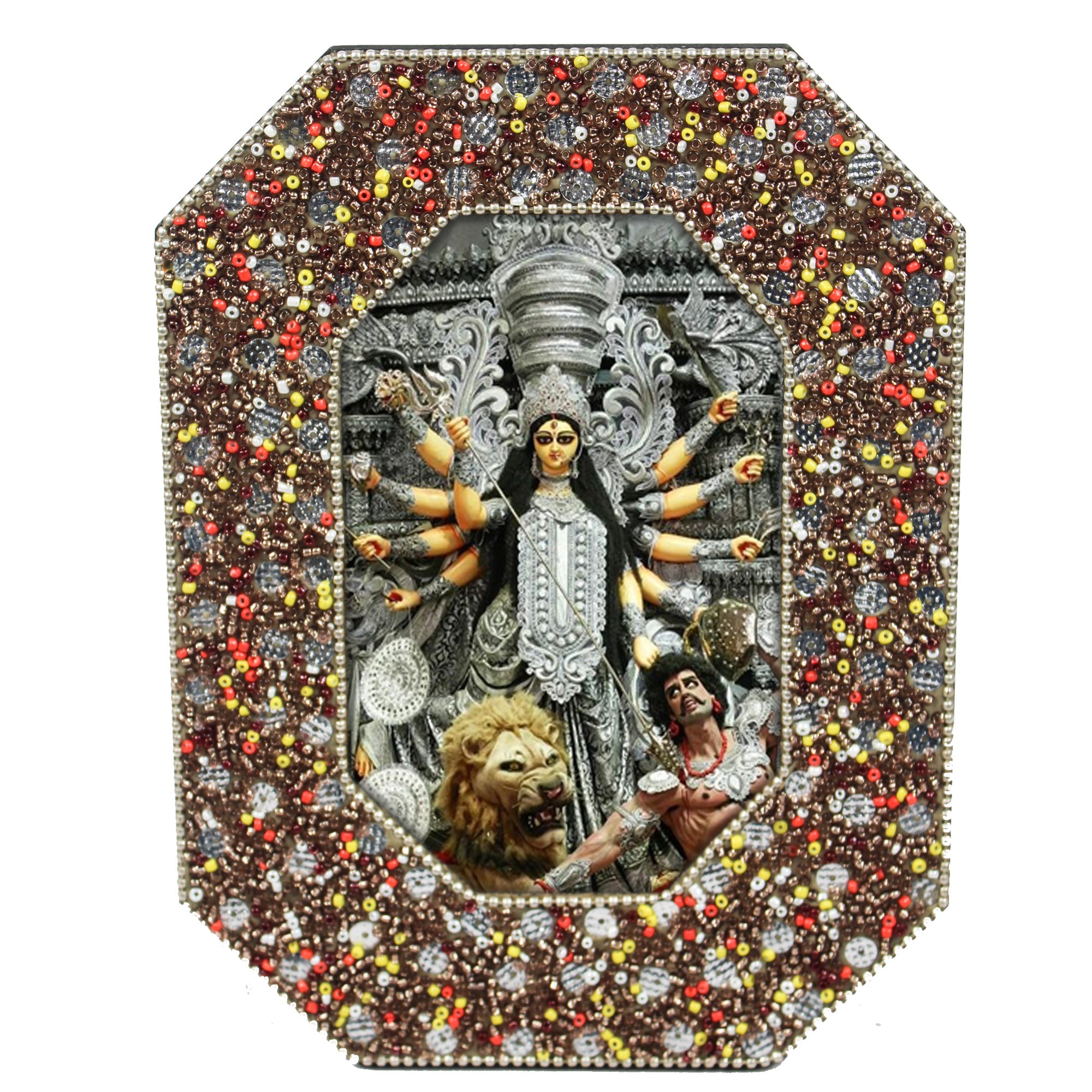 Mahishasur Mardini Durga Mata Beaded Photo Frame for Blessings
